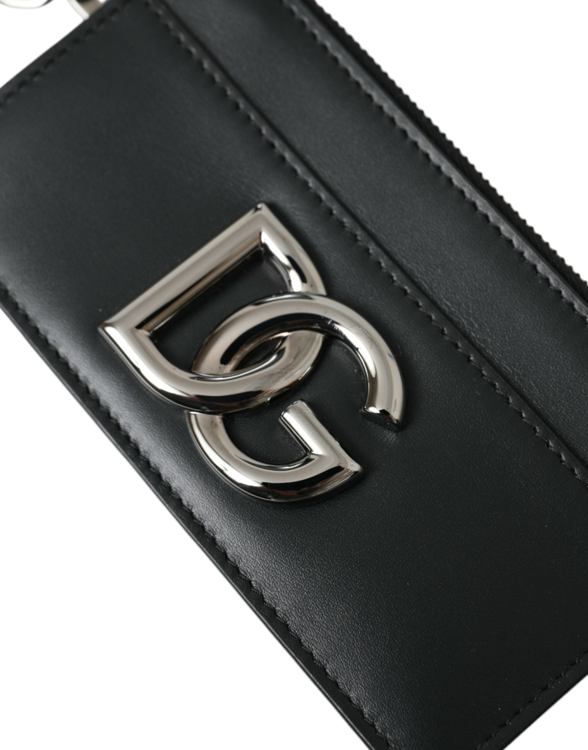 Мъжки кардхолдър Dolce & Gabbana Black Calfskin Leather DG Logo Card Holder Wallet Men