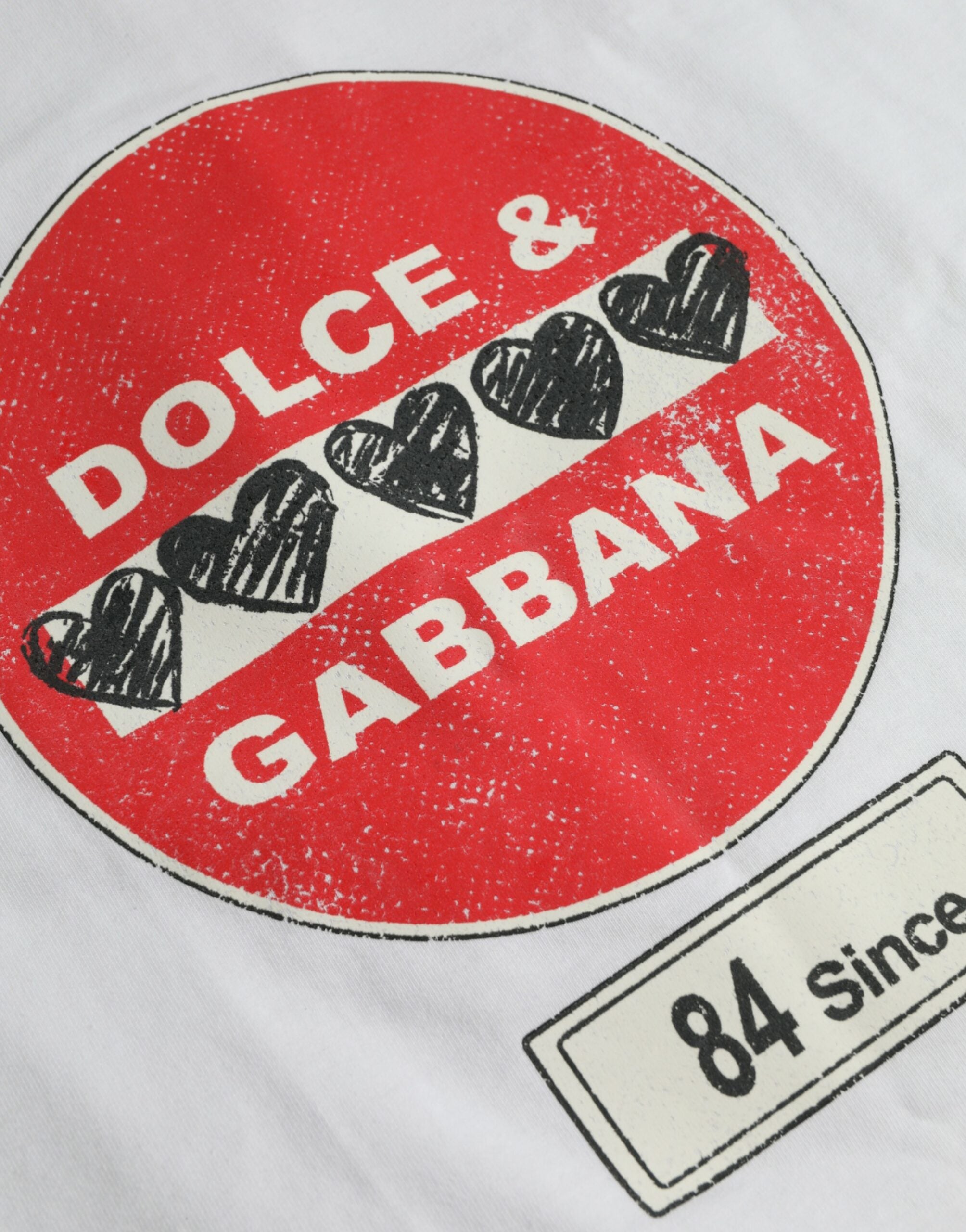 Dolce &amp; Gabbana Бяла тениска Amor Heart Cotton Crewneck с къс ръкав