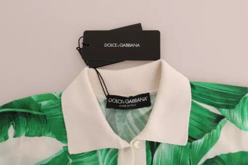 Копринена поло тениска Dolce &amp; Gabbana със зелен банан и принт
