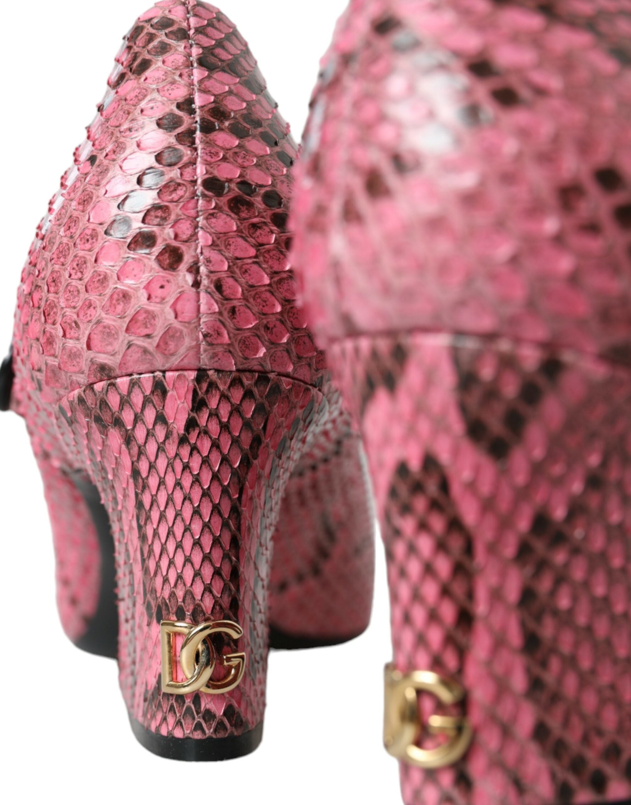 Dolce &amp; Gabbana Pink Python кожени обувки Mary Jane на токчета