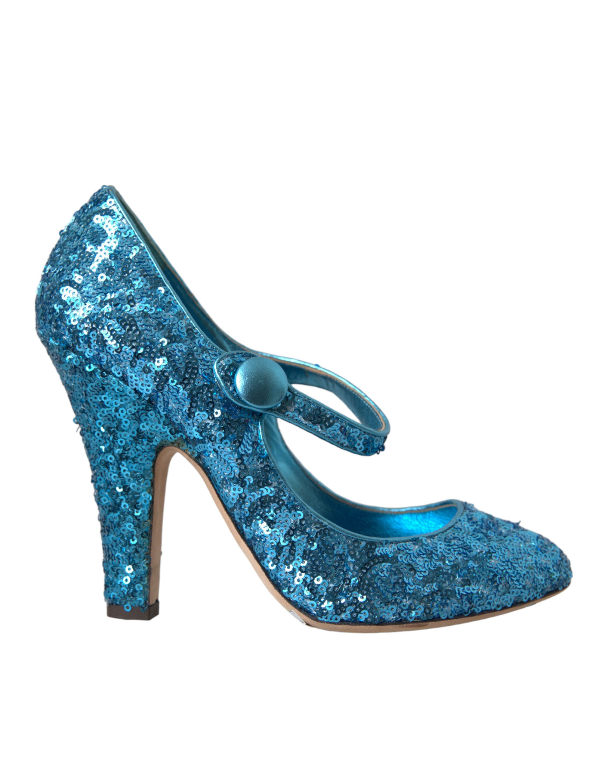 Обувки Dolce &amp; Gabbana със сини пайети Mary Jane Pumps на висок ток