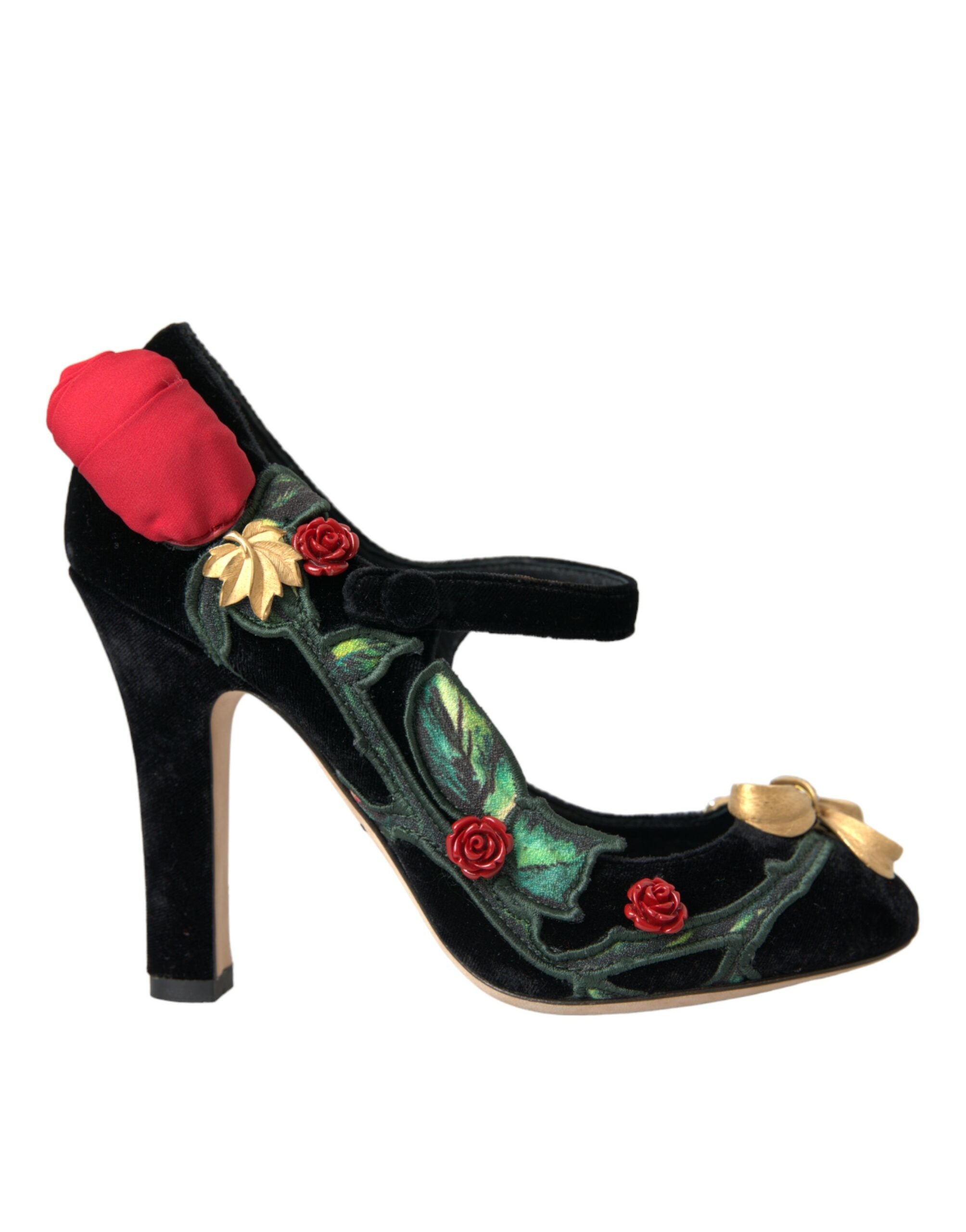 Dolce &amp; Gabbana, черни рози, кристална брошка, обувки Мери Джейн