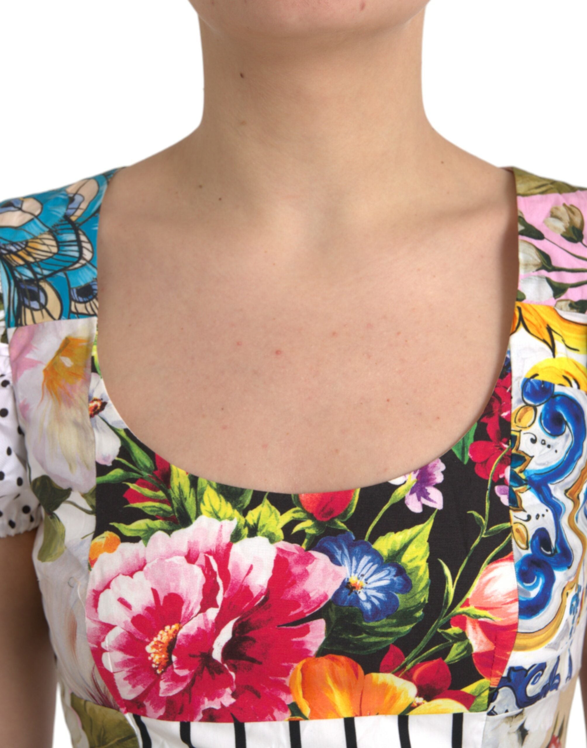 Многоцветна пачуърк памучна мини рокля Dolce &amp; Gabbana