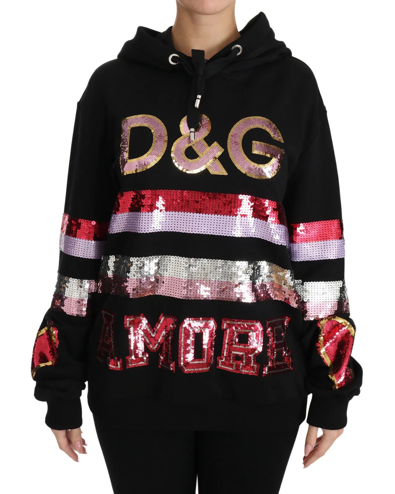 Пуловер с качулка и пайети Dolce &amp; Gabbana DG