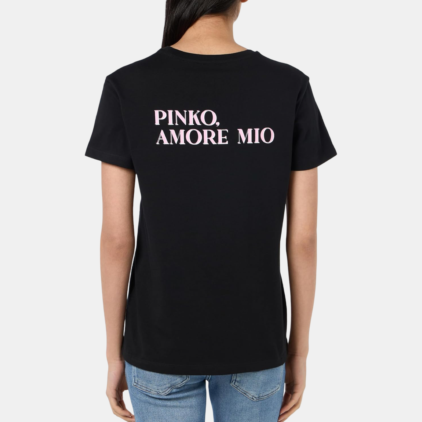 Дамска тениска в черно Women’s t-shirt Pinko Ariel 100789 A1OC Z99 Black Back View