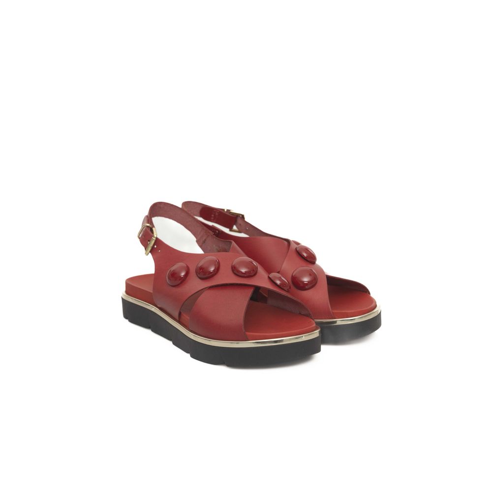 Cerruti 1881 Red Leather Women Sandal