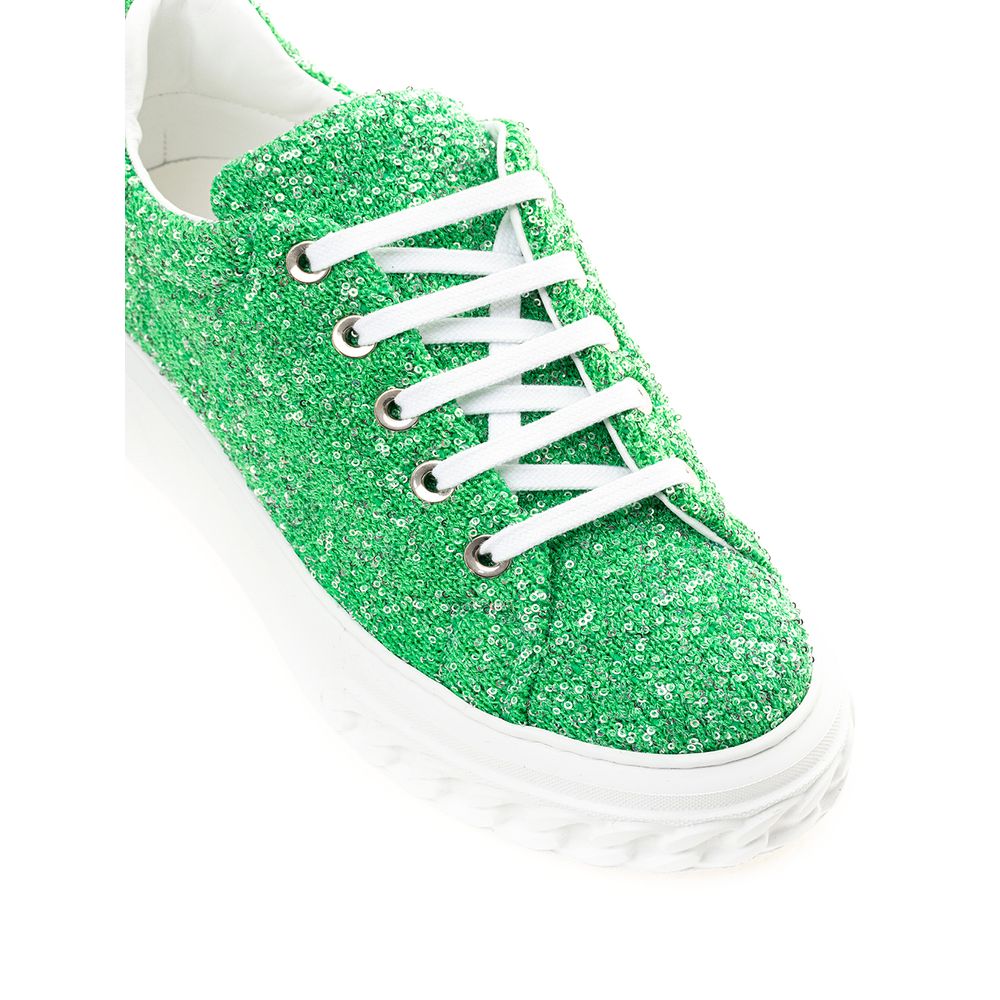 Casadei Emerald Elegance Leather Sneakers