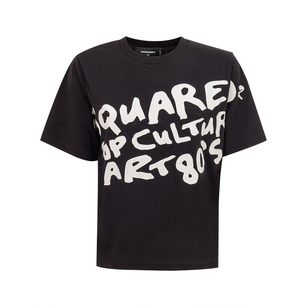 Дамска черна тениска Dsquared2 Sleek Cotton Signature Tee in Black