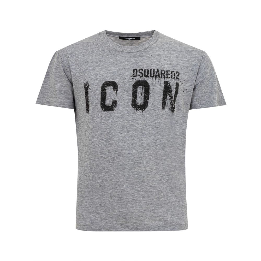 Мъжка сива тениска Dsquared2 Icon Spray Sleek Gray Cotton Tee for Stylish Men