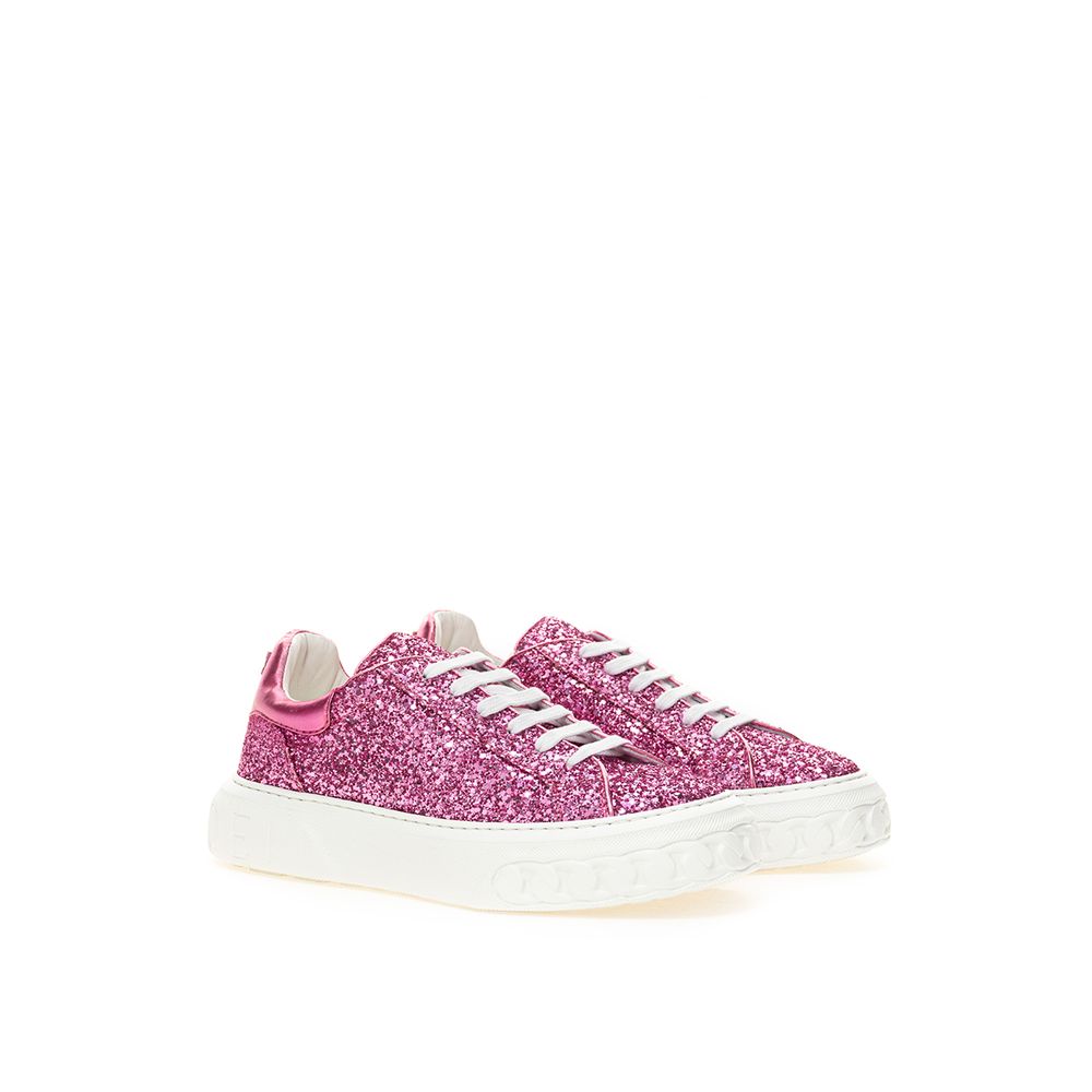 Casadei Fuchsia Elegance Leather Sneakers