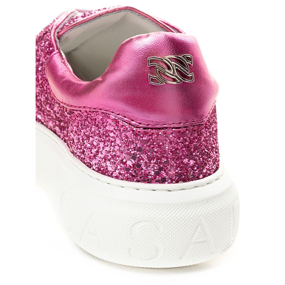 Casadei Fuchsia Elegance Leather Sneakers