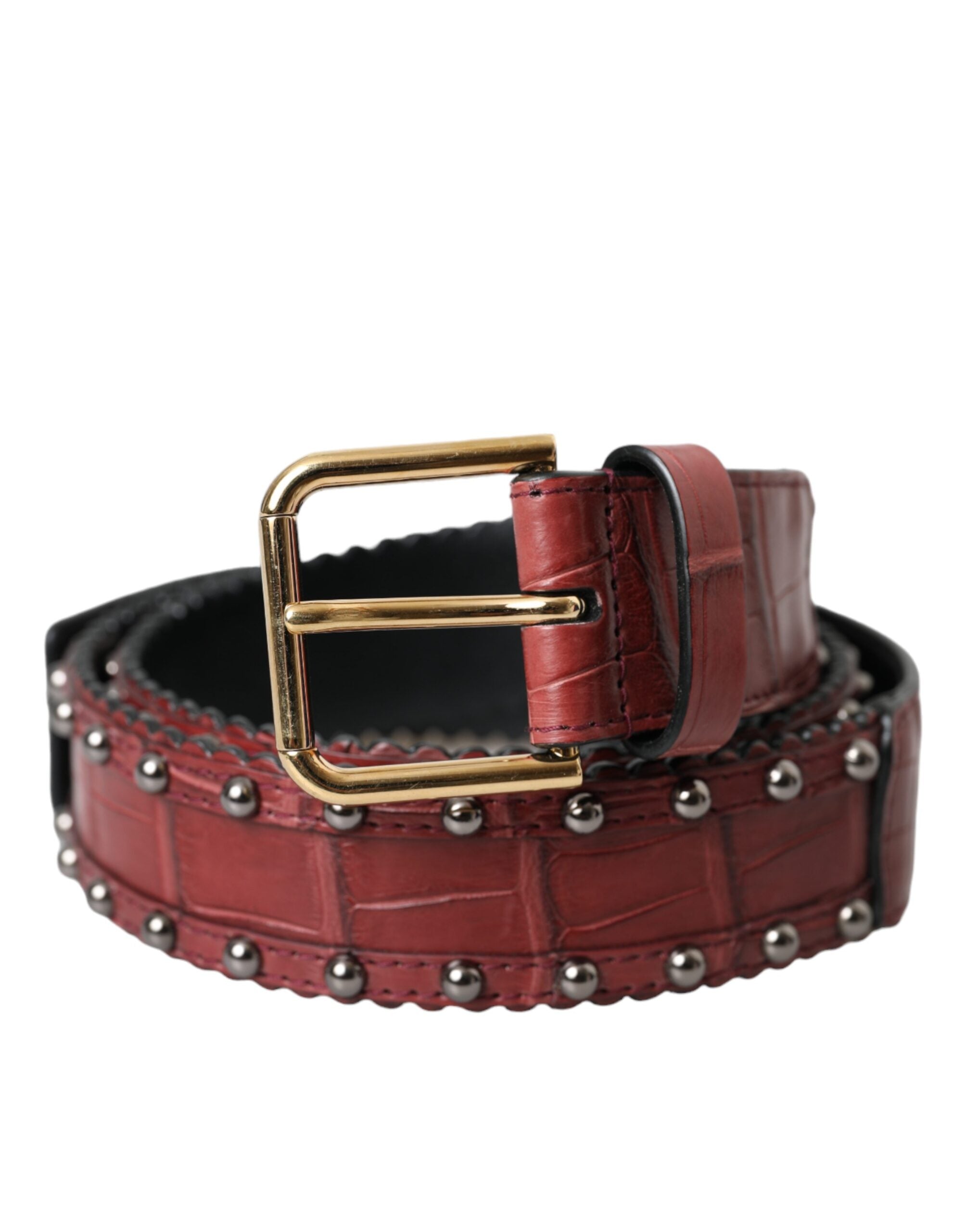 Dolce &amp; Gabbana Кафяв колан от алигаторска кожа с метални катарами