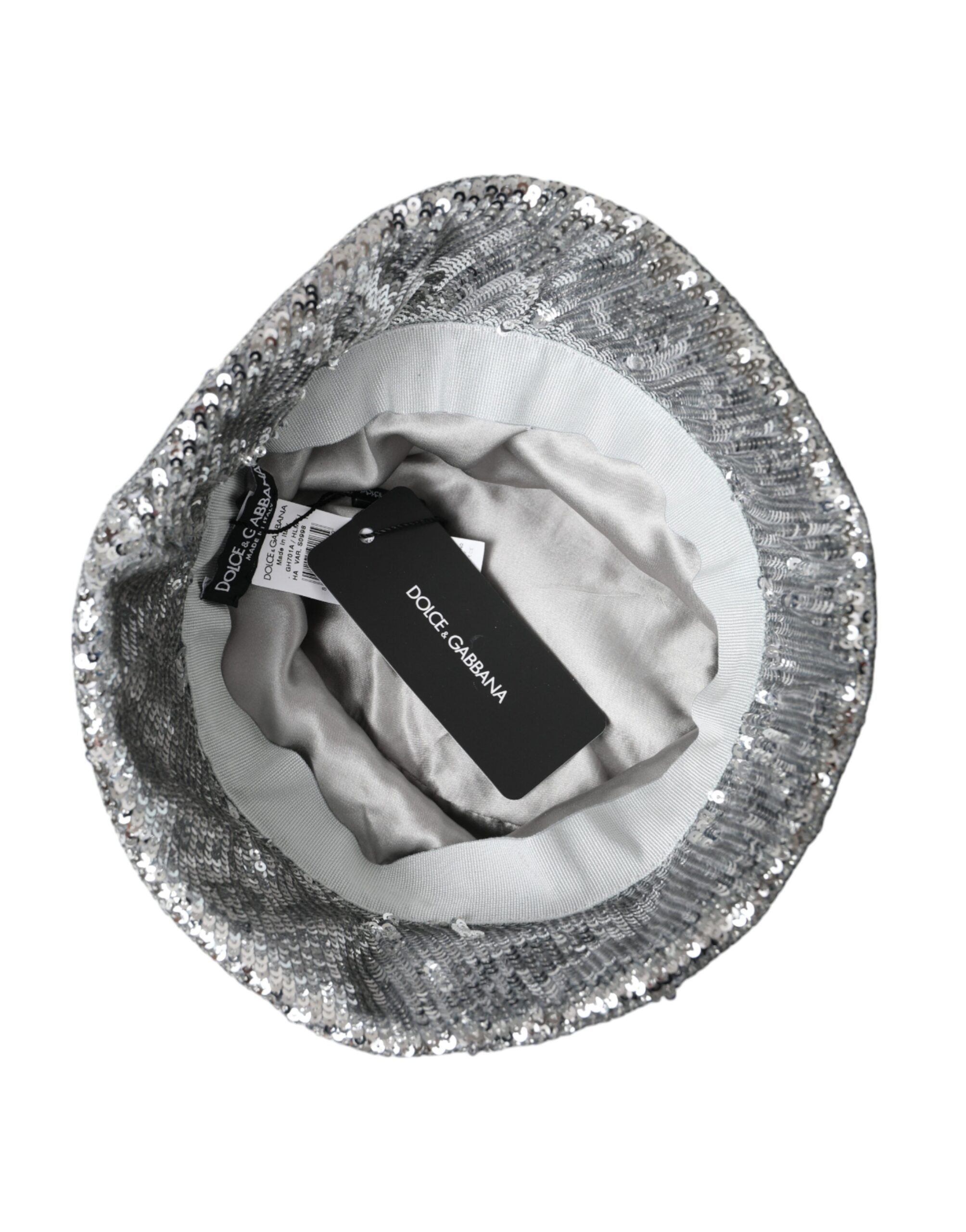 Dolce &amp; Gabbana сребърна найлонова шапка с пайети за мъже