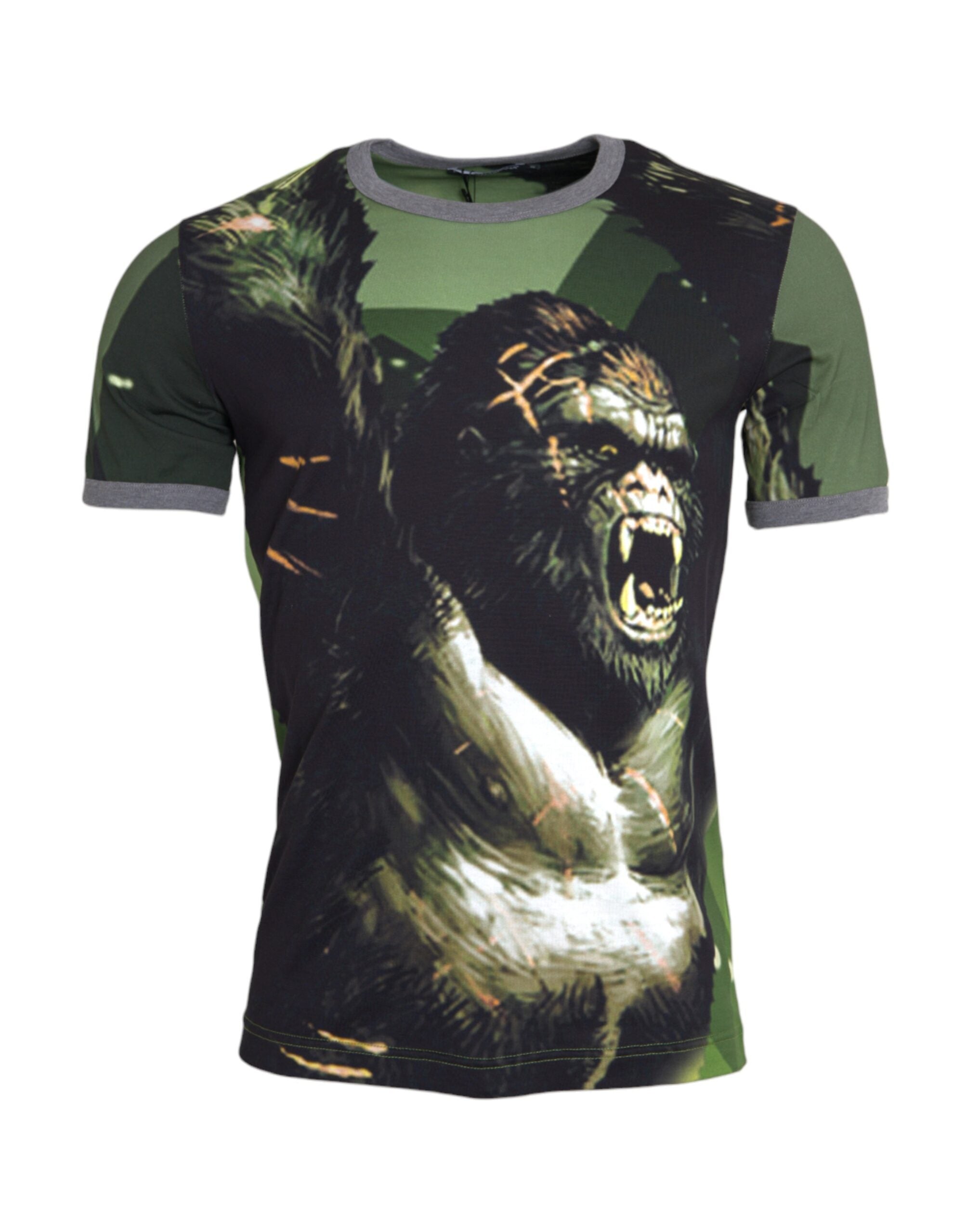 Памучна тениска с къси ръкави Dolce &amp; Gabbana Green Gorilla