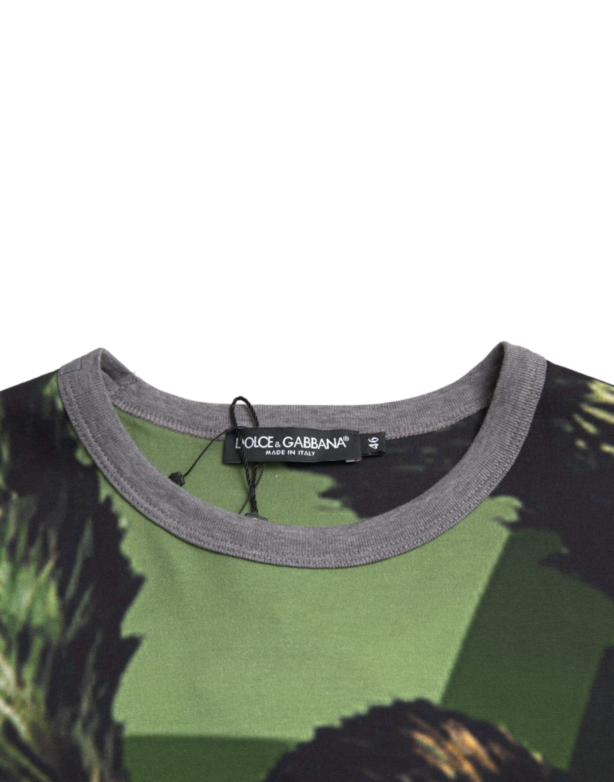 Памучна тениска с къси ръкави Dolce &amp; Gabbana Green Gorilla