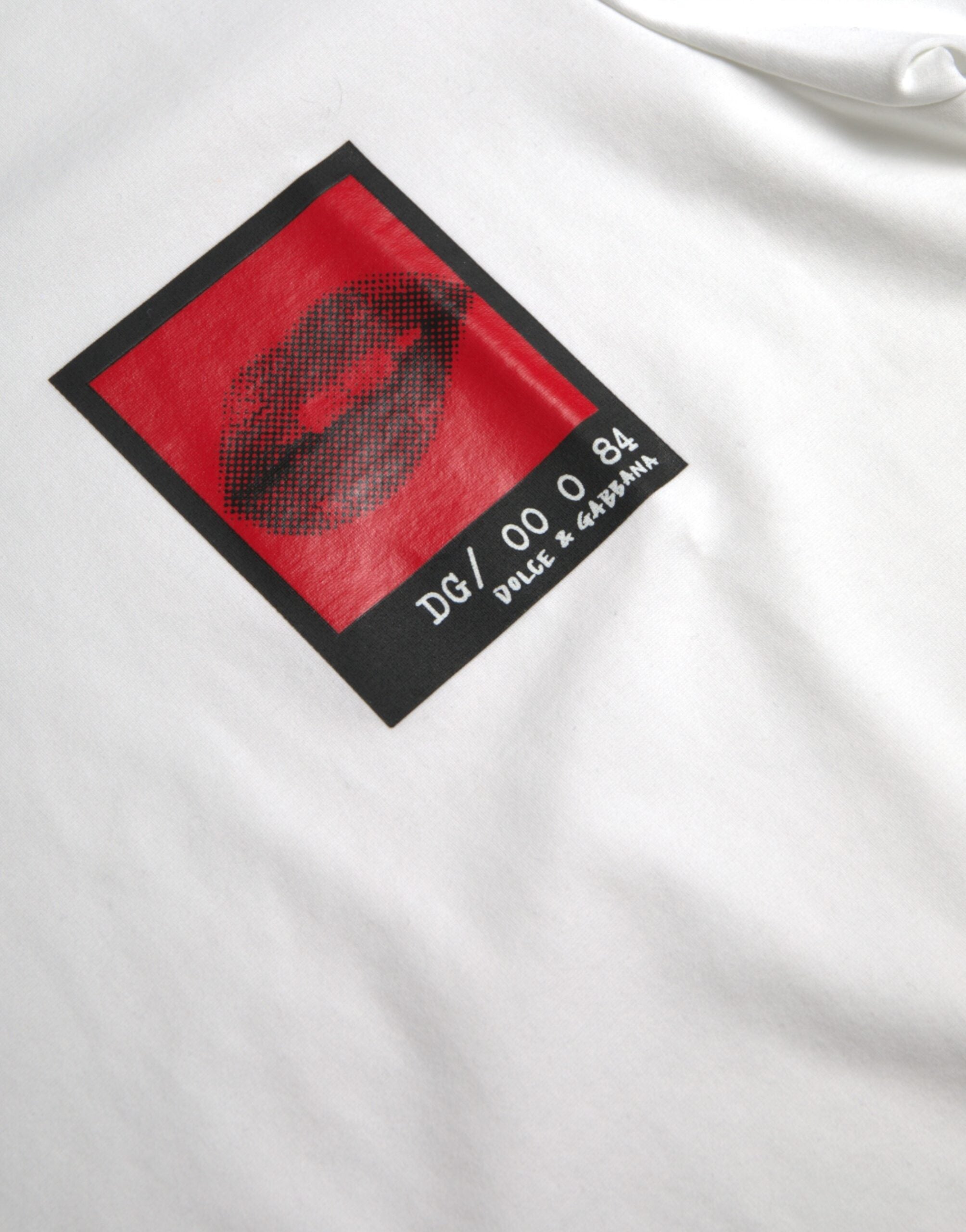 Мъжка бяла тениска Dolce & Gabbana Red Lips Print Men T-shirt