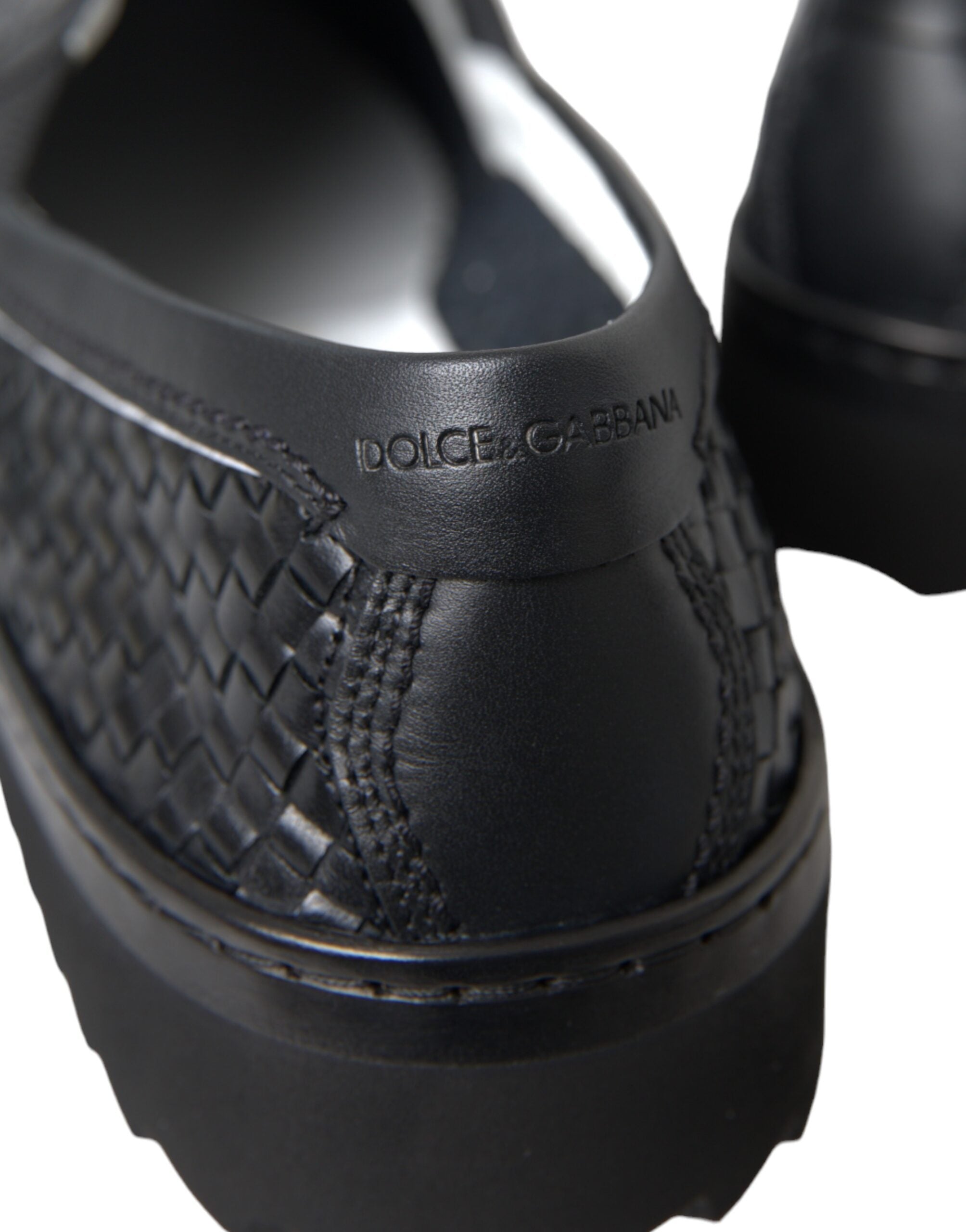 Мъжки мокасини от черна тъкана биволска кожа Dolce &amp; Gabbana