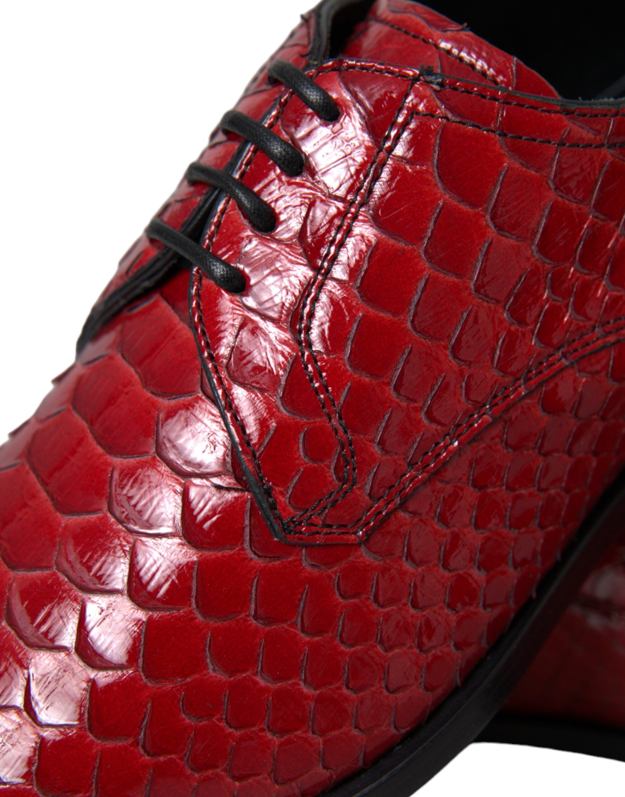 Dolce &amp; Gabbana червени текстурирани лакирани мъжки официални обувки дерби