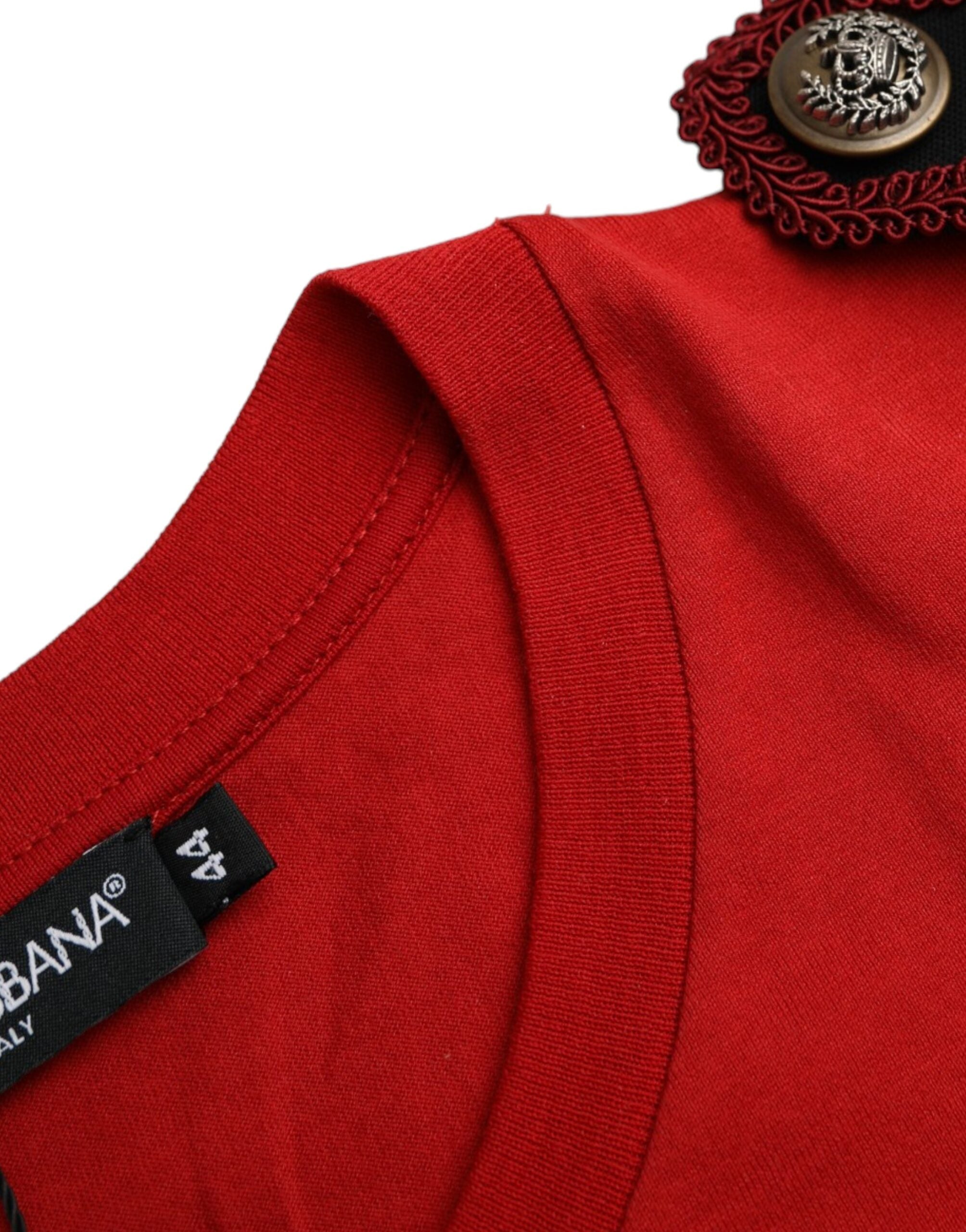 Червена памучна тениска с кръгло деколте с графичен принт Dolce &amp; Gabbana