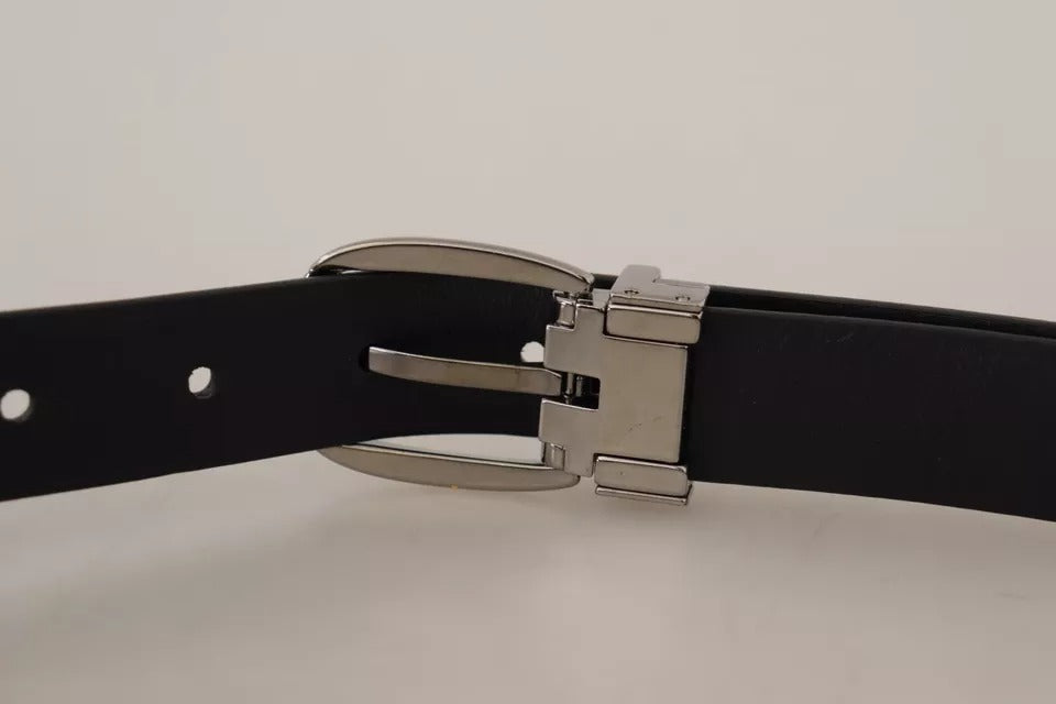 Dolce & Gabbana Classic Leather Chrome Metal Men Buckle Belt