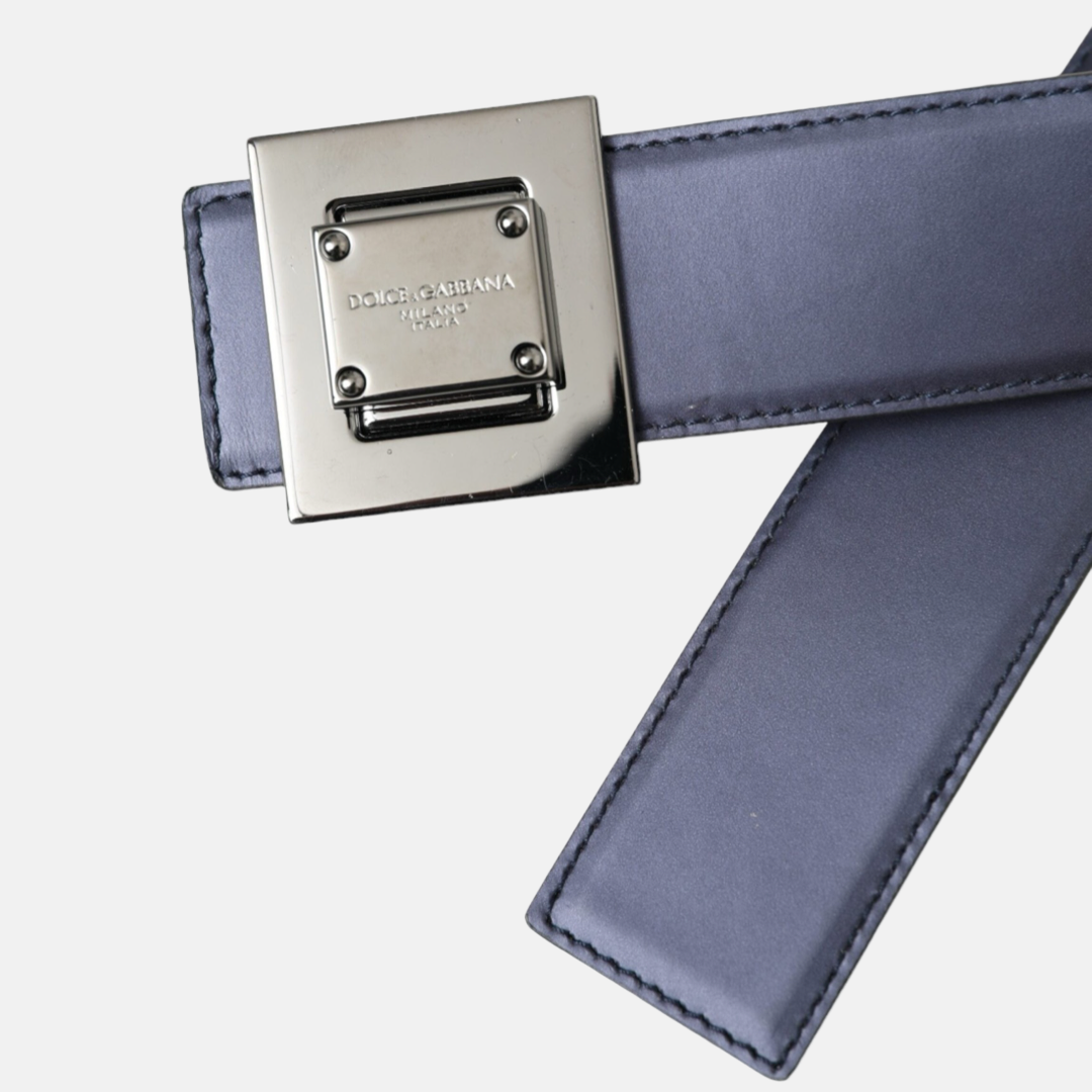 Дамски син колан Dolce & Gabbana Blue Leather Square Metal Buckle Belt