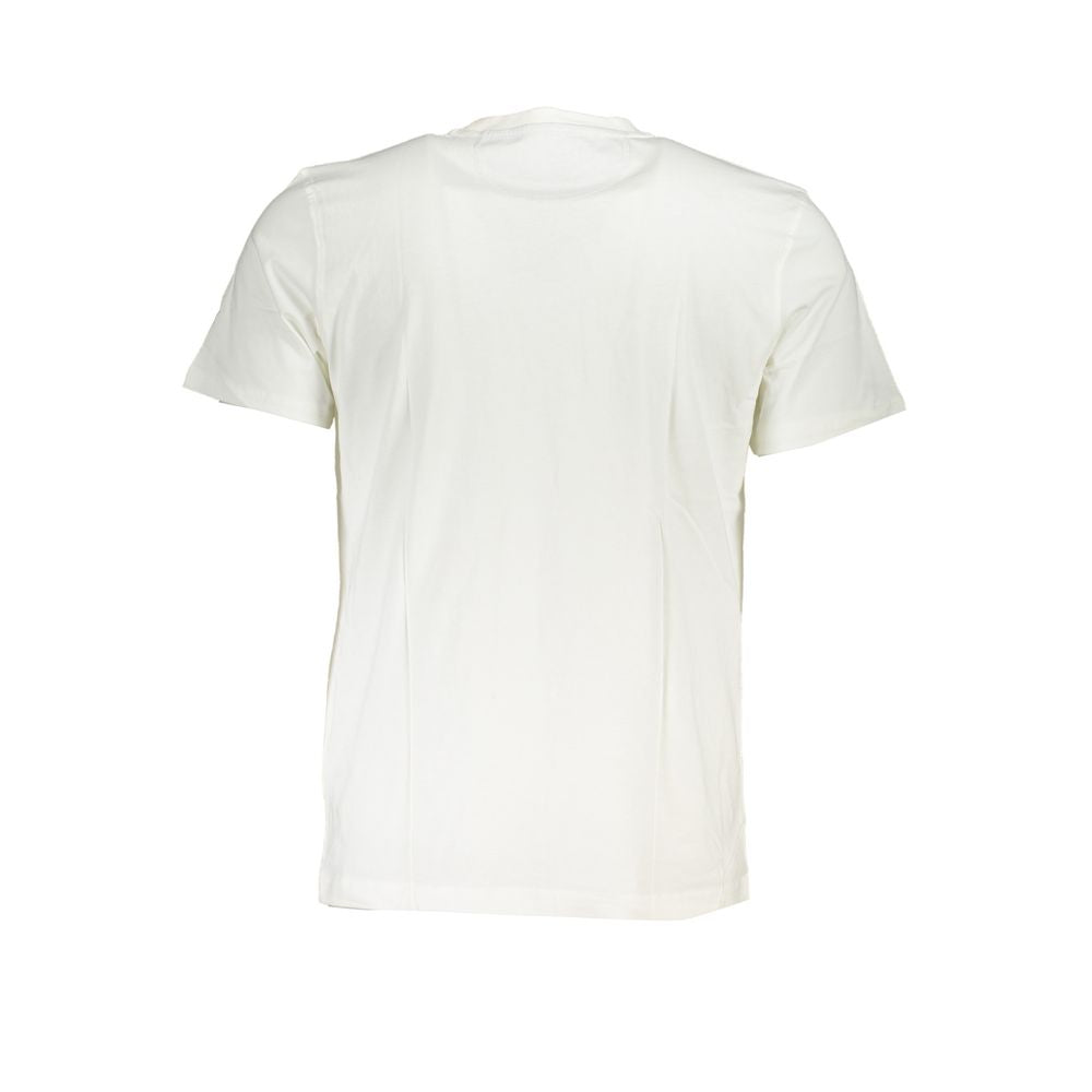 La Martina Chic White Crew Neck Tee with Logo Print