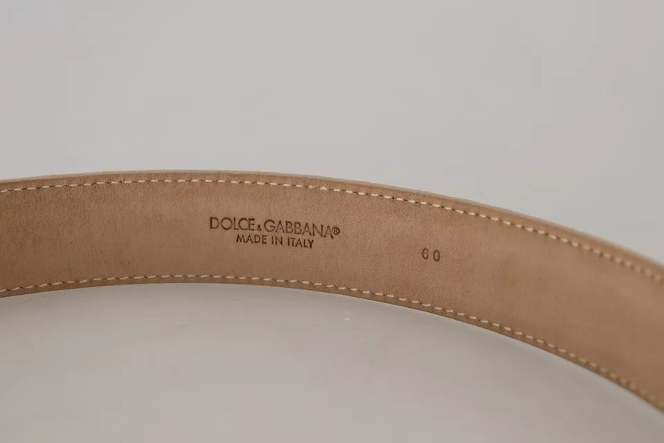 Дамски бежов колан Dolce & Gabbana
Beige Leather Crystal Buckle Women Belt