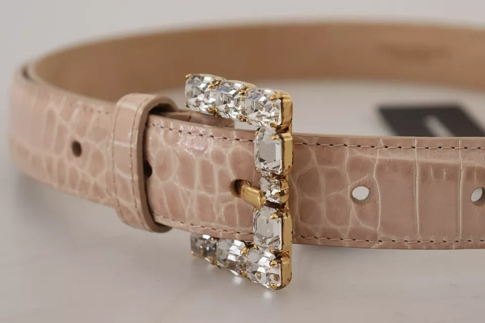 Дамски бежов колан Dolce & Gabbana
Beige Leather Crystal Buckle Women Belt