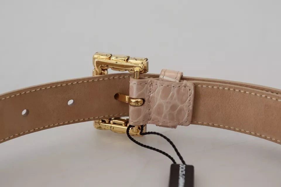 Дамски бежов колан Dolce & Gabbana
Beige Leather Crystal Buckle Women Belt