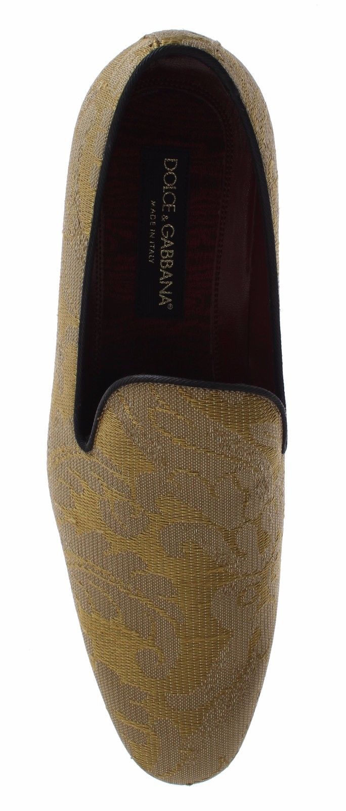 Dolce & Gabbana Golden Baroque Silk Dress Loafers