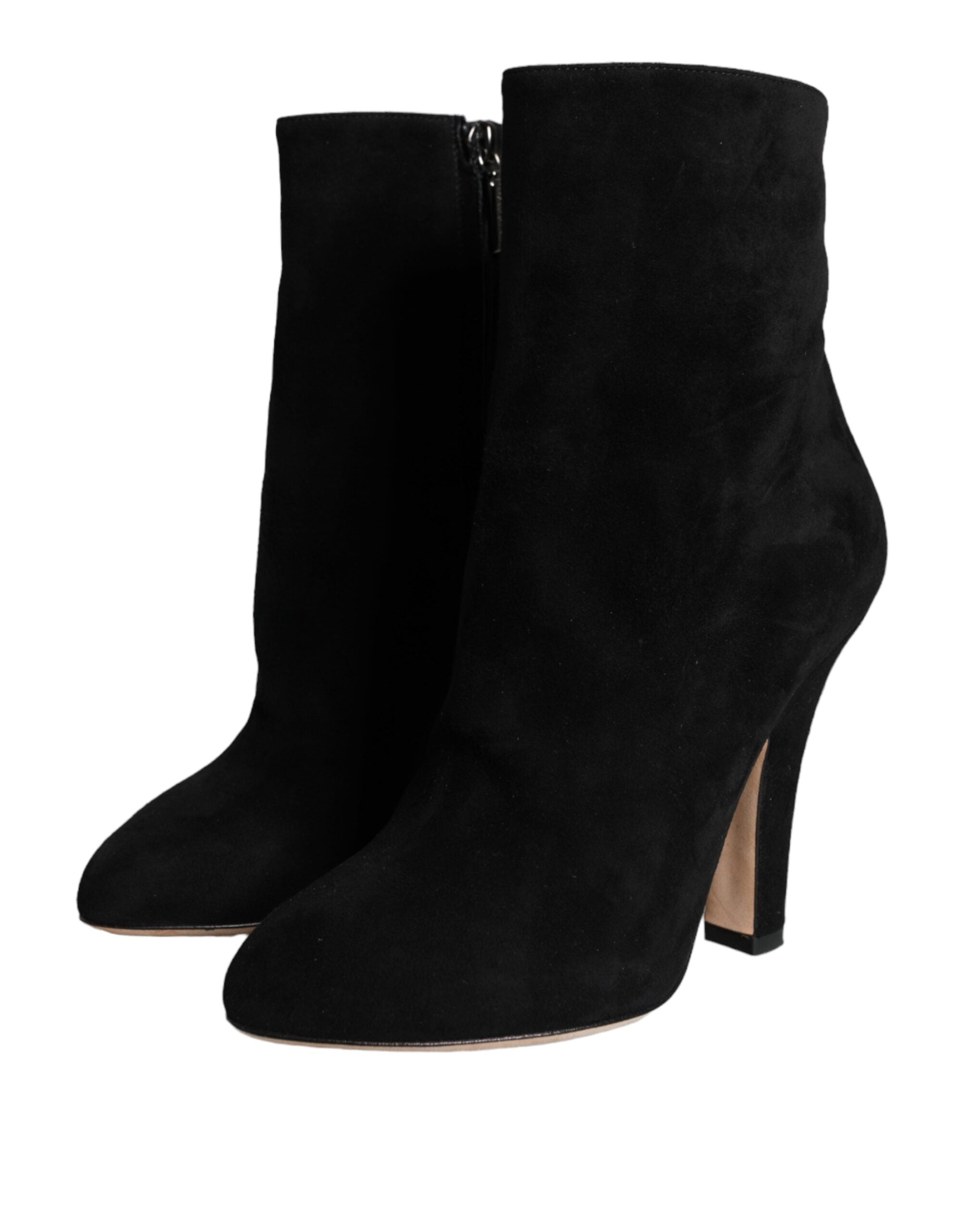 Dolce & Gabbana Black Suede Leather Mid Calf Boots Shoes