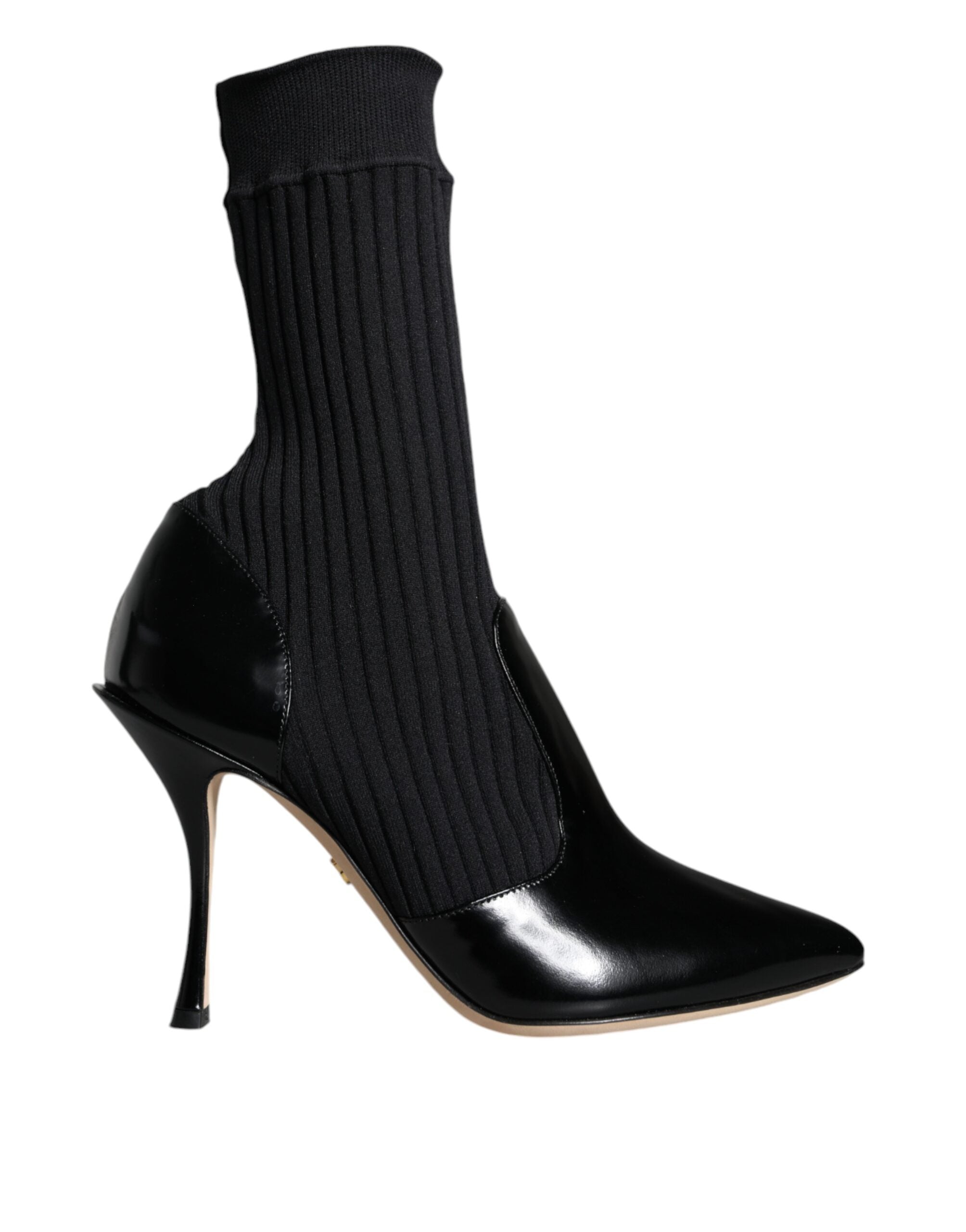 Dolce & Gabbana Black Stretch Stilettos Booties Socks Shoes