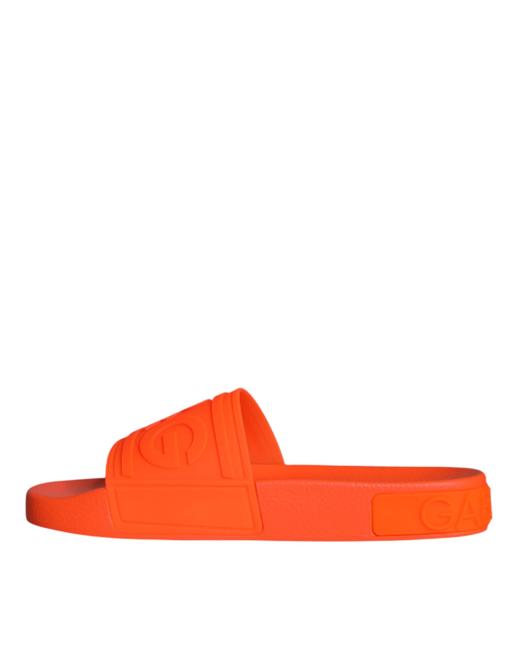 Dolce & Gabbana Orange Rubber Slides Sandals Beachwear Shoes