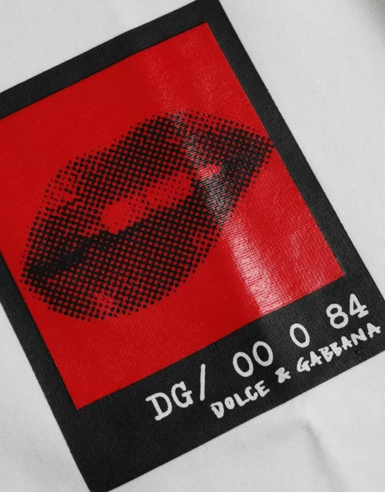 Памучна мъжка тениска Dolce &amp; Gabbana White Red Lips Print