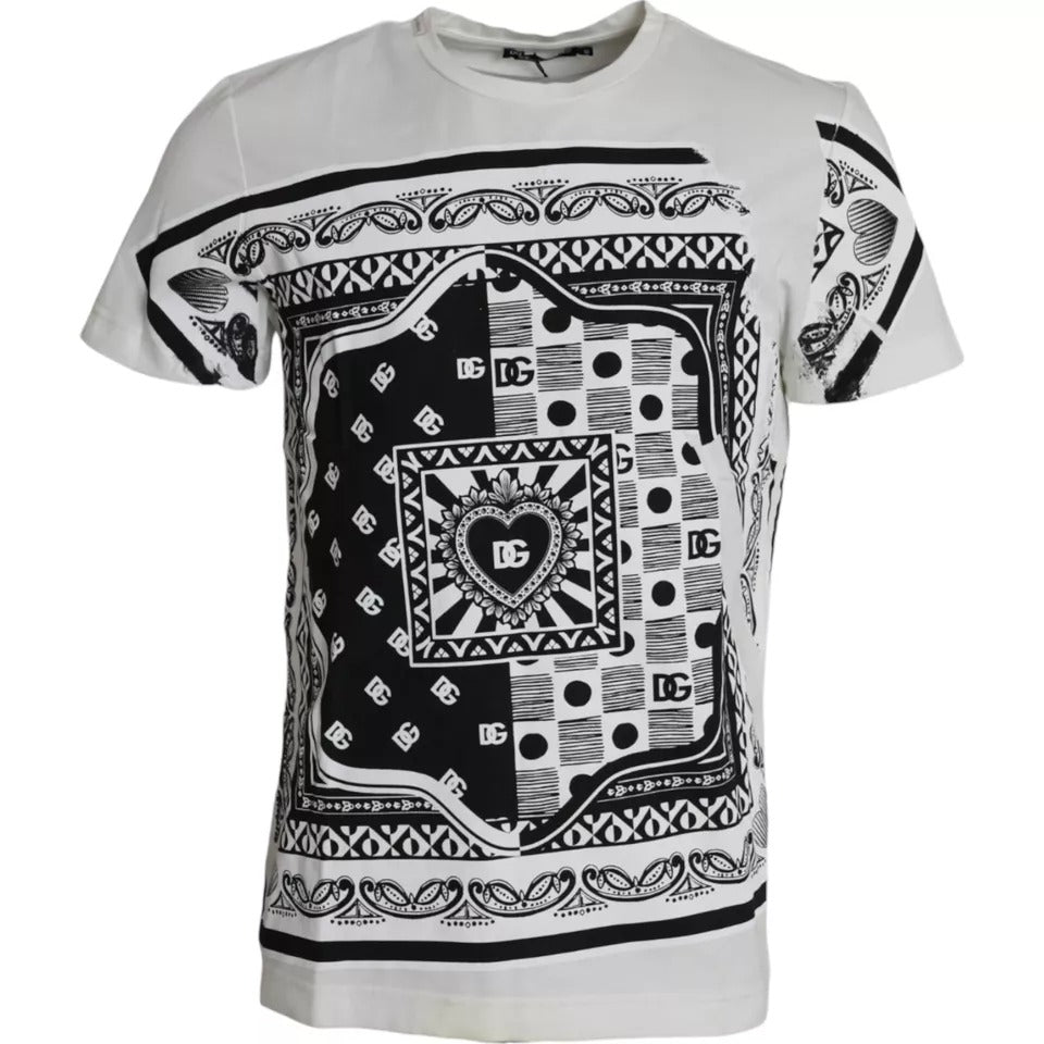 Мъжка тениска с щампа с бяла бандана и къси ръкави на Dolce &amp; Gabbana