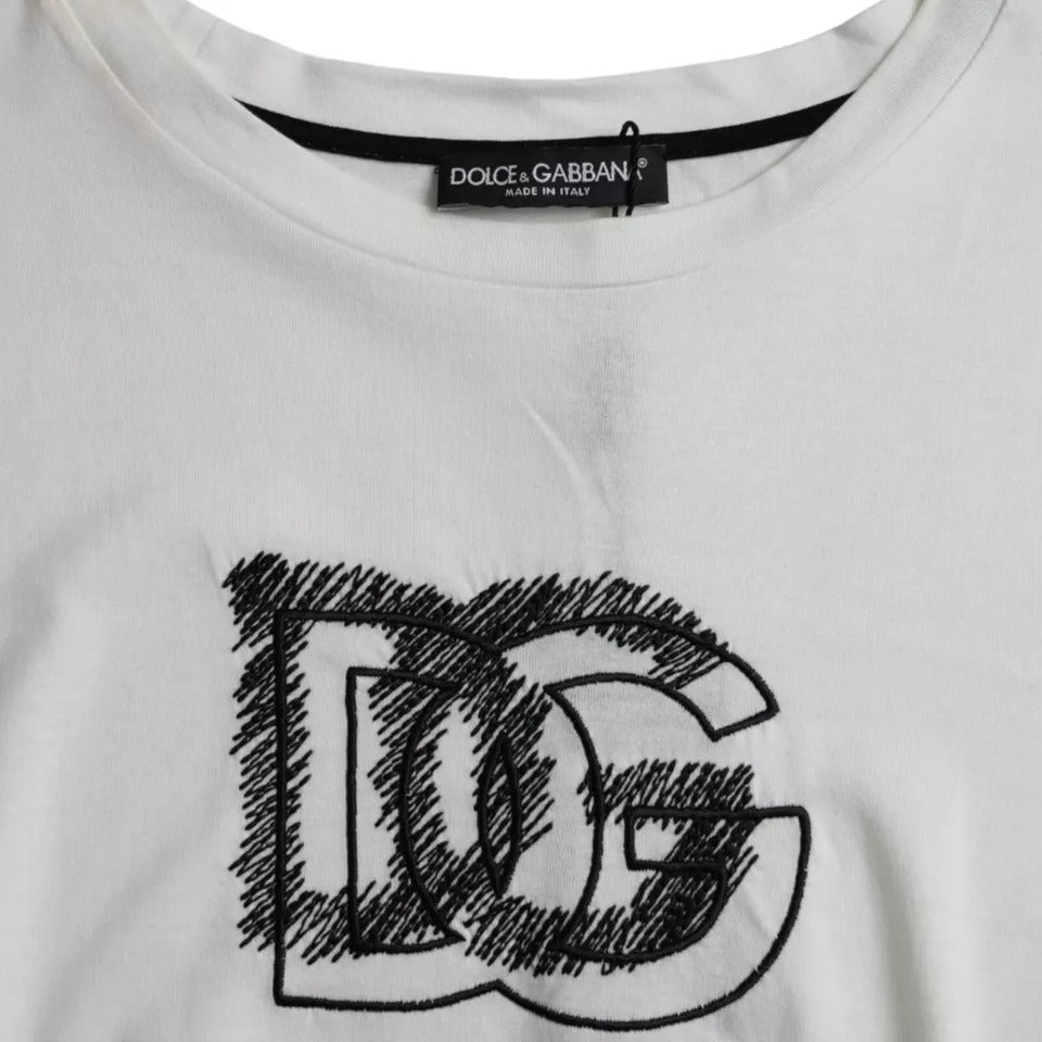 Бяла тениска с кръгло деколте и къси ръкави с лого Dolce &amp; Gabbana