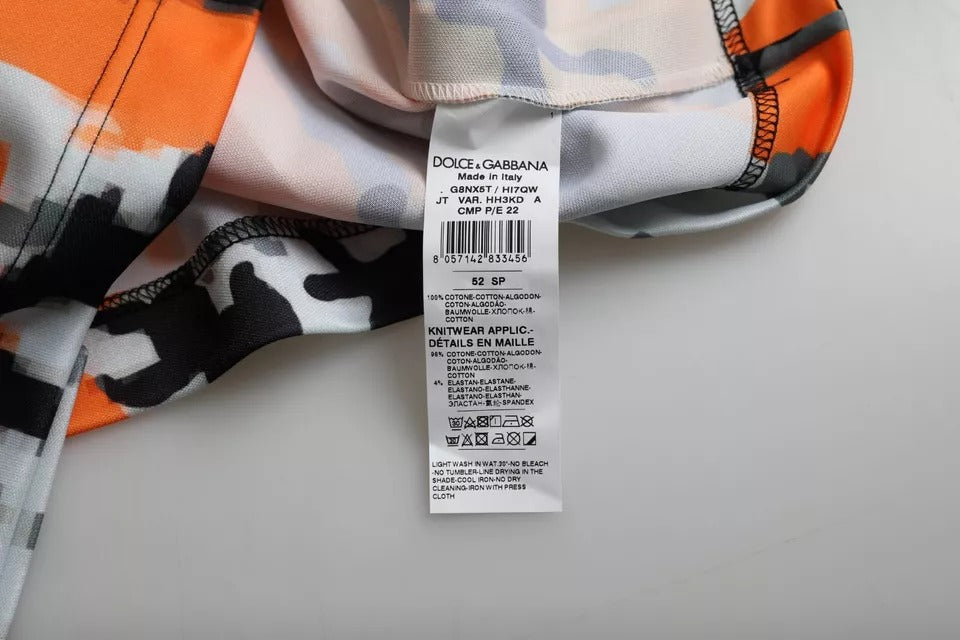 Dolce &amp; Gabbana Многоцветна камуфлажна памучна тениска с кръгло деколте