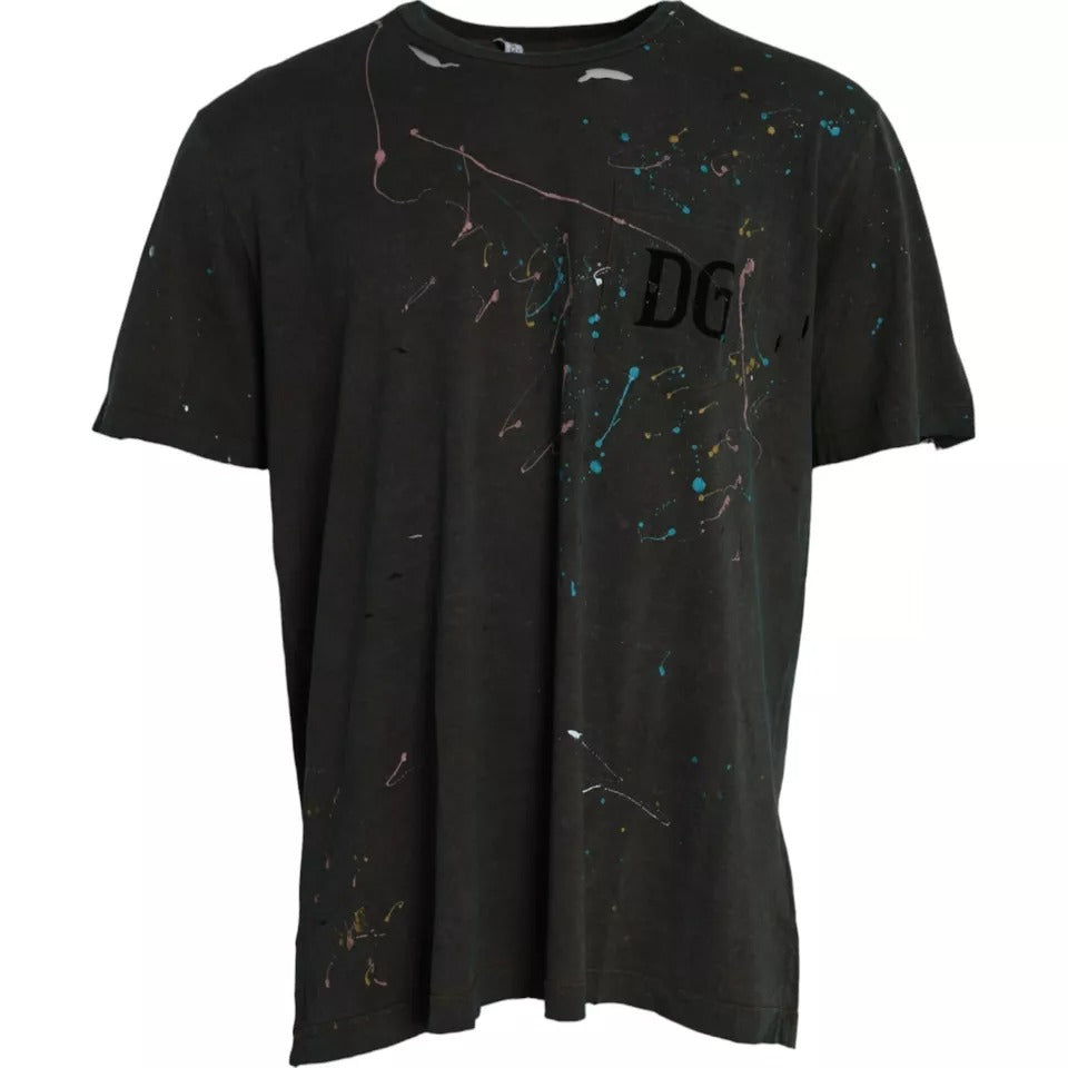 Сива памучна тениска с кръгло деколте Dolce &amp; Gabbana