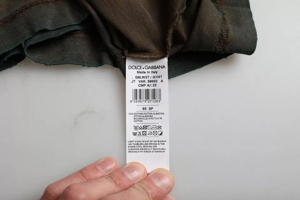 Сива памучна тениска с кръгло деколте Dolce &amp; Gabbana