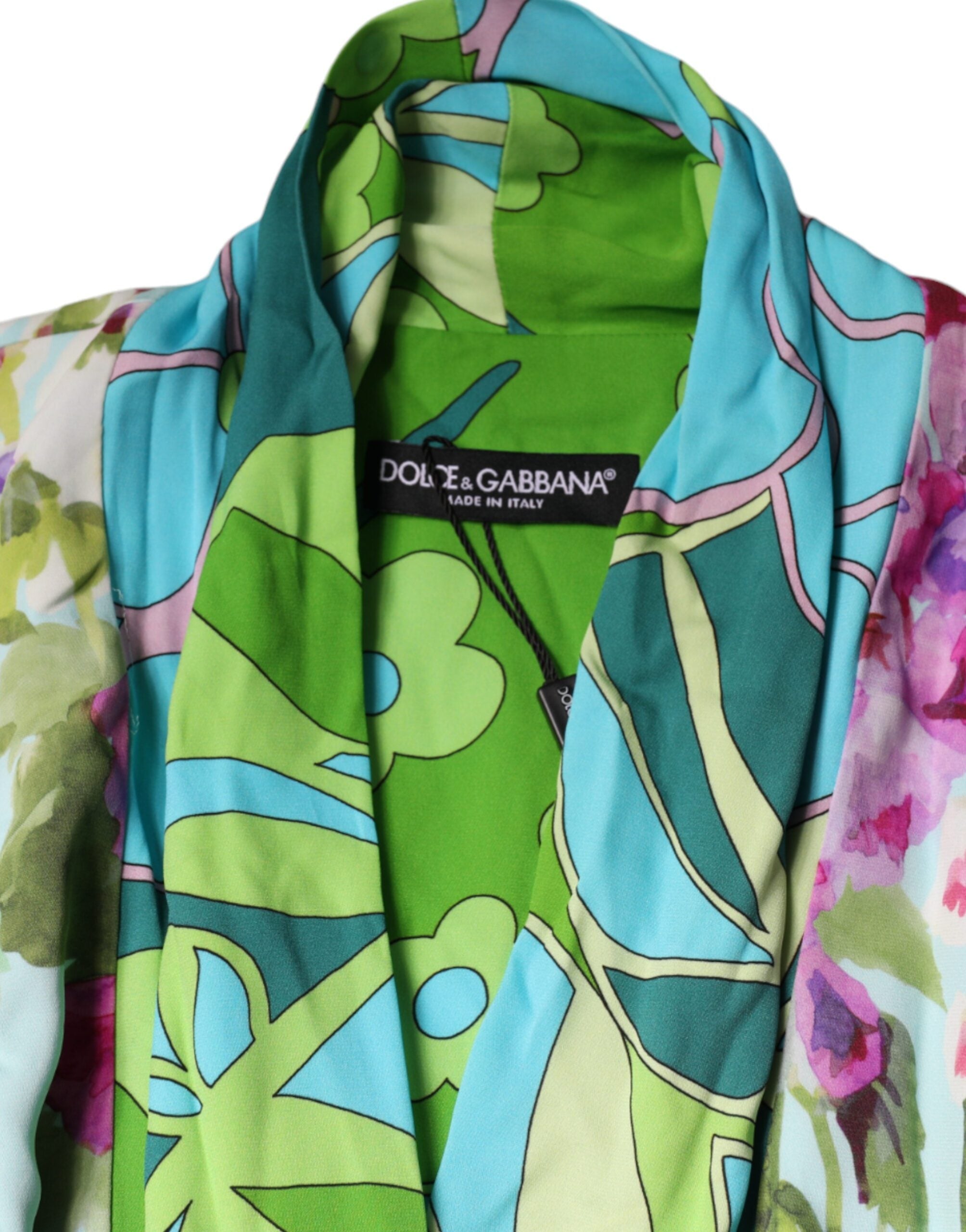 Dolce &amp; Gabbana Многоцветна копринена еластична рокля с фолио