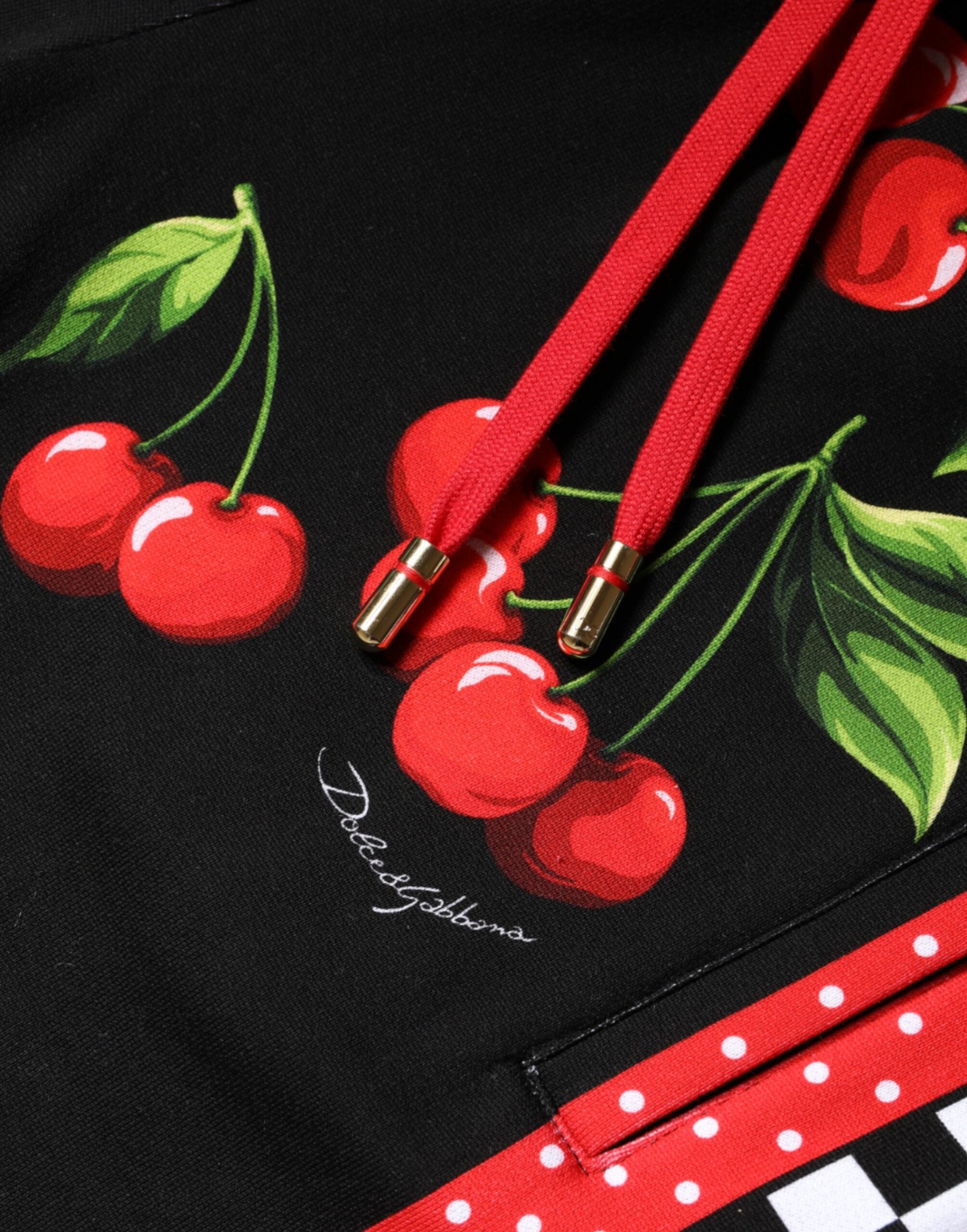 Dolce &amp; Gabbana черни, червени черешови джогинг панталони със средна талия