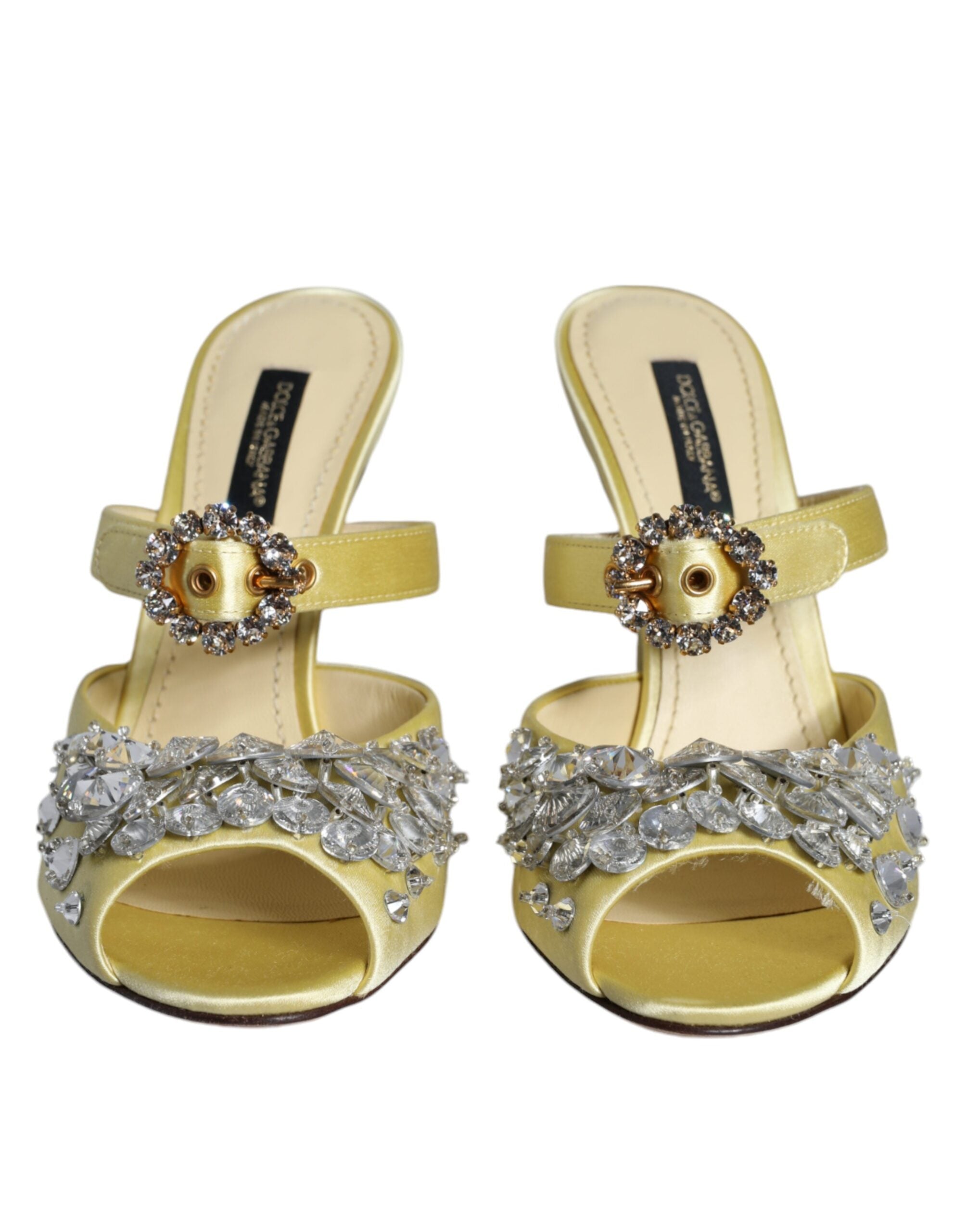 Сатенени сандали Dolce &amp; Gabbana Mary Janes в жълто