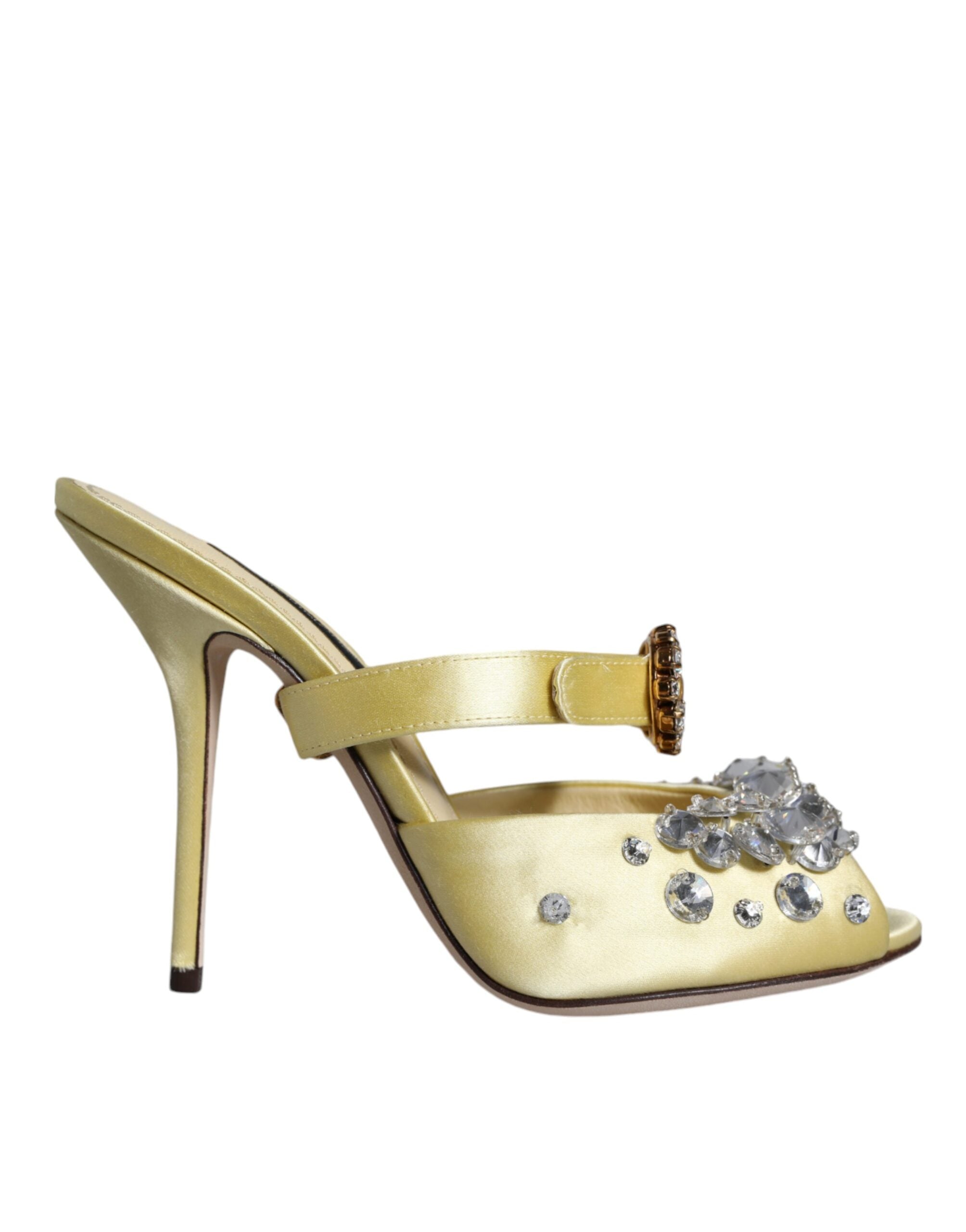 Сатенени сандали Dolce &amp; Gabbana Mary Janes в жълто