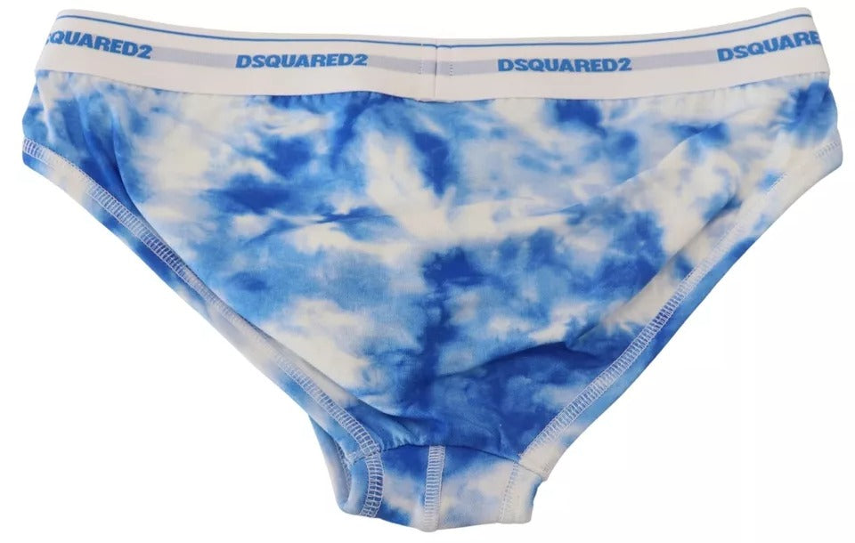 Dsquared² Blue Tie Dye Cotton Stretch Men Brief Underwear