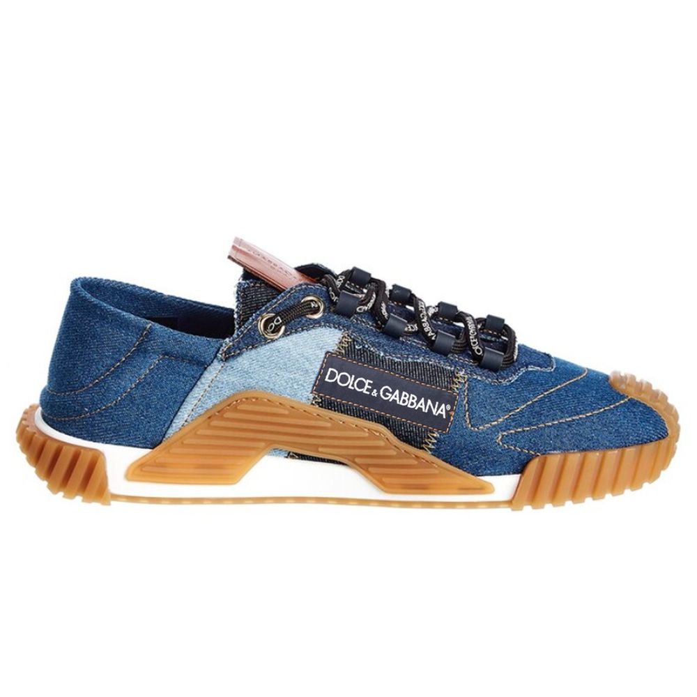 Мъжки луксозни маратонки от деним в синьо Dolce & Gabbana Men’s Blue Jeans NS1 Low Top Sneakers