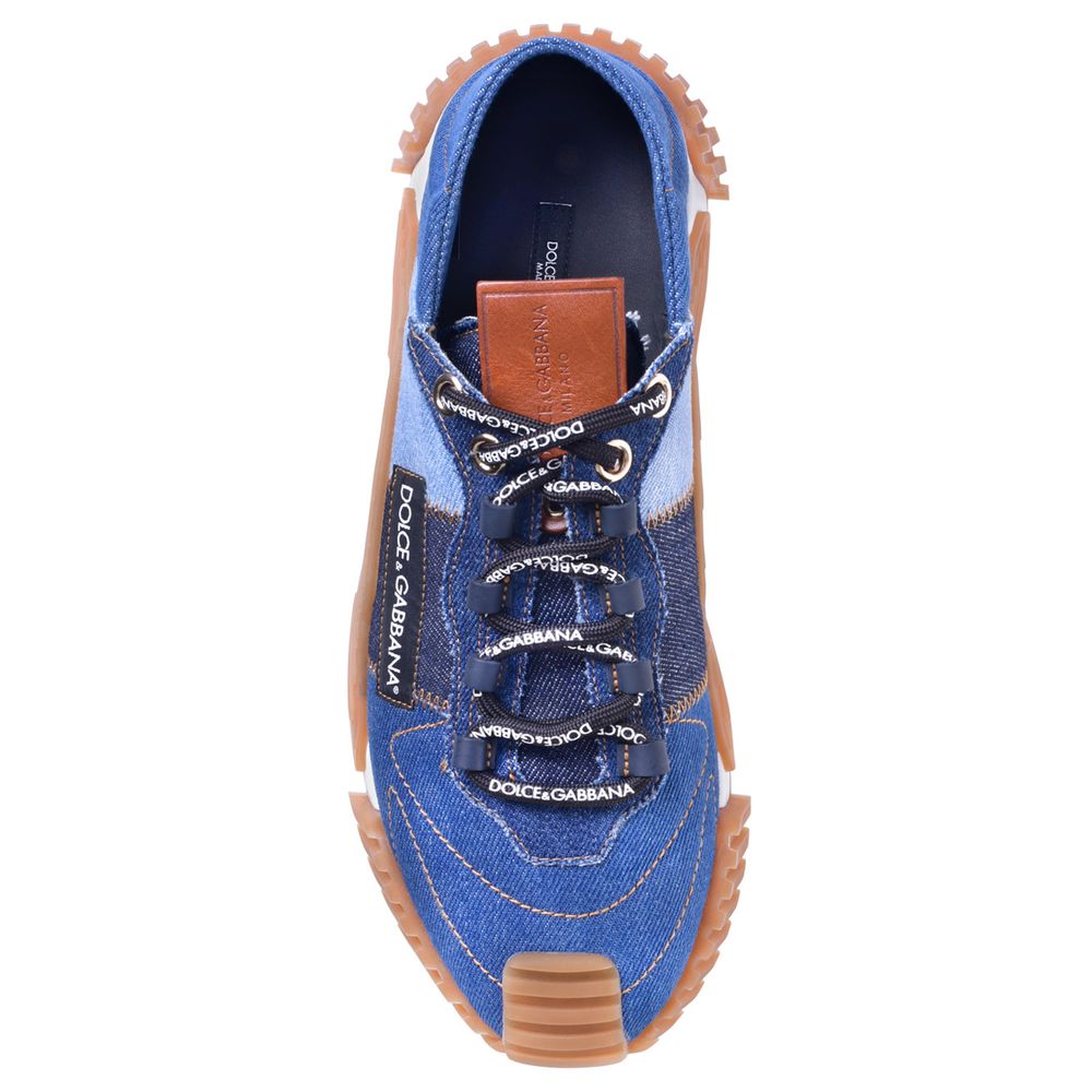 Мъжки луксозни маратонки от деним в синьо Dolce & Gabbana Men’s Blue Jeans NS1 Low Top Sneakers