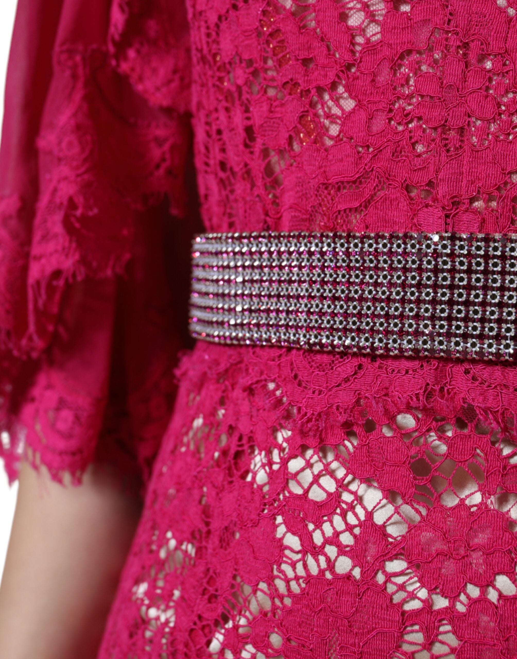 Dolce &amp; Gabbana, розова дантелена рокля с кристална обвивка