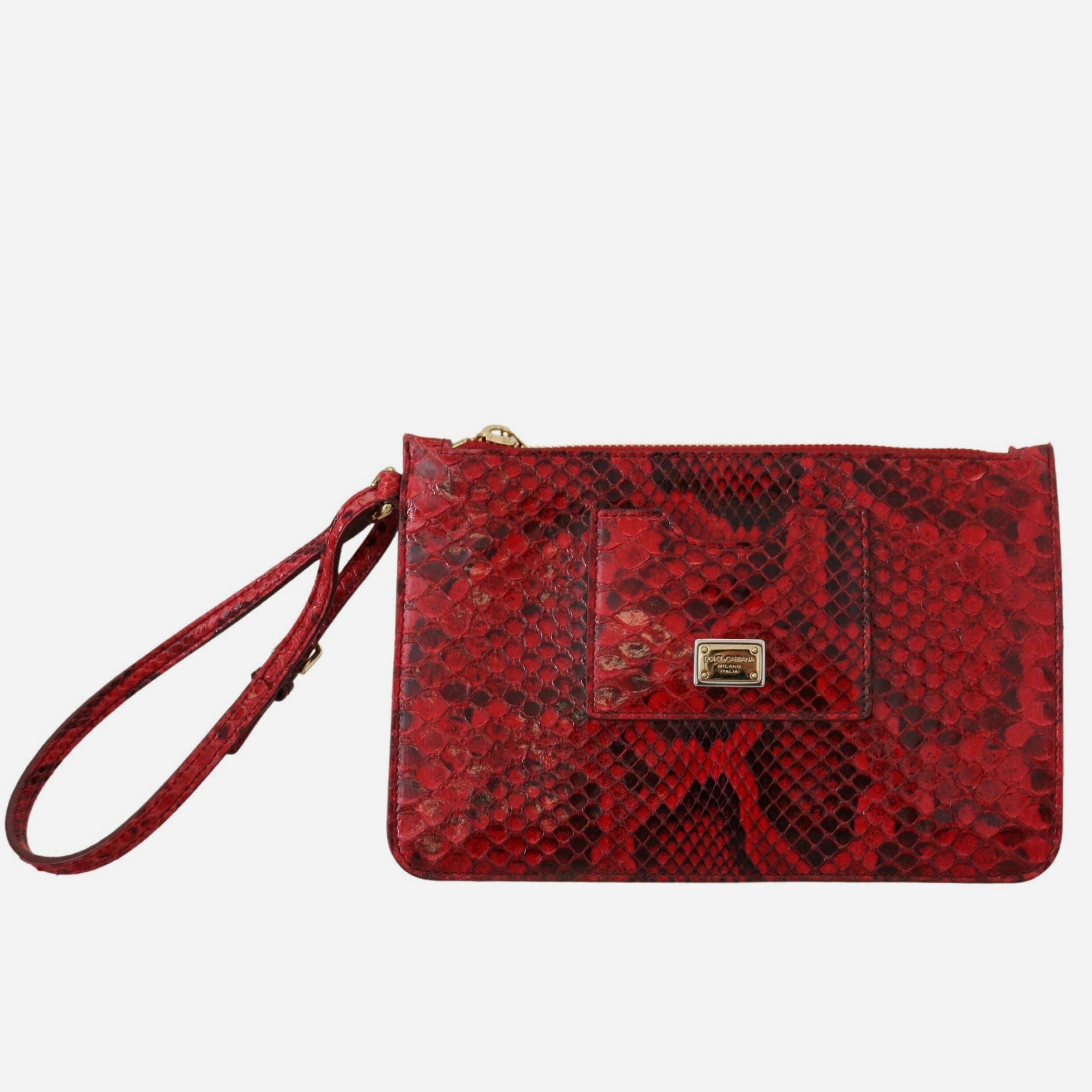 Дамска луксозна червена клъч чанта от змийска кожа Dolce & Gabbana Women’s Ayers Snake Leather Red Luxury Clutch Bag