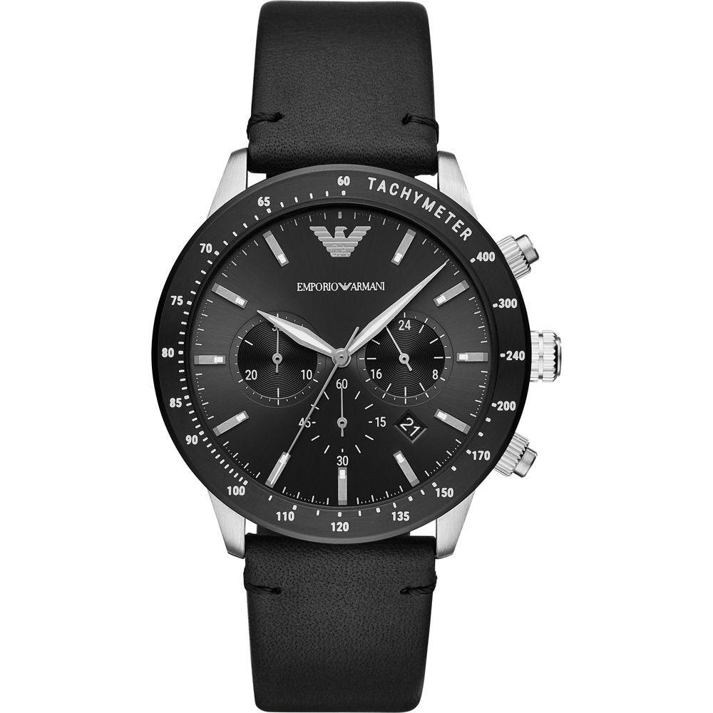 Emporio Armani Black Leather Watch