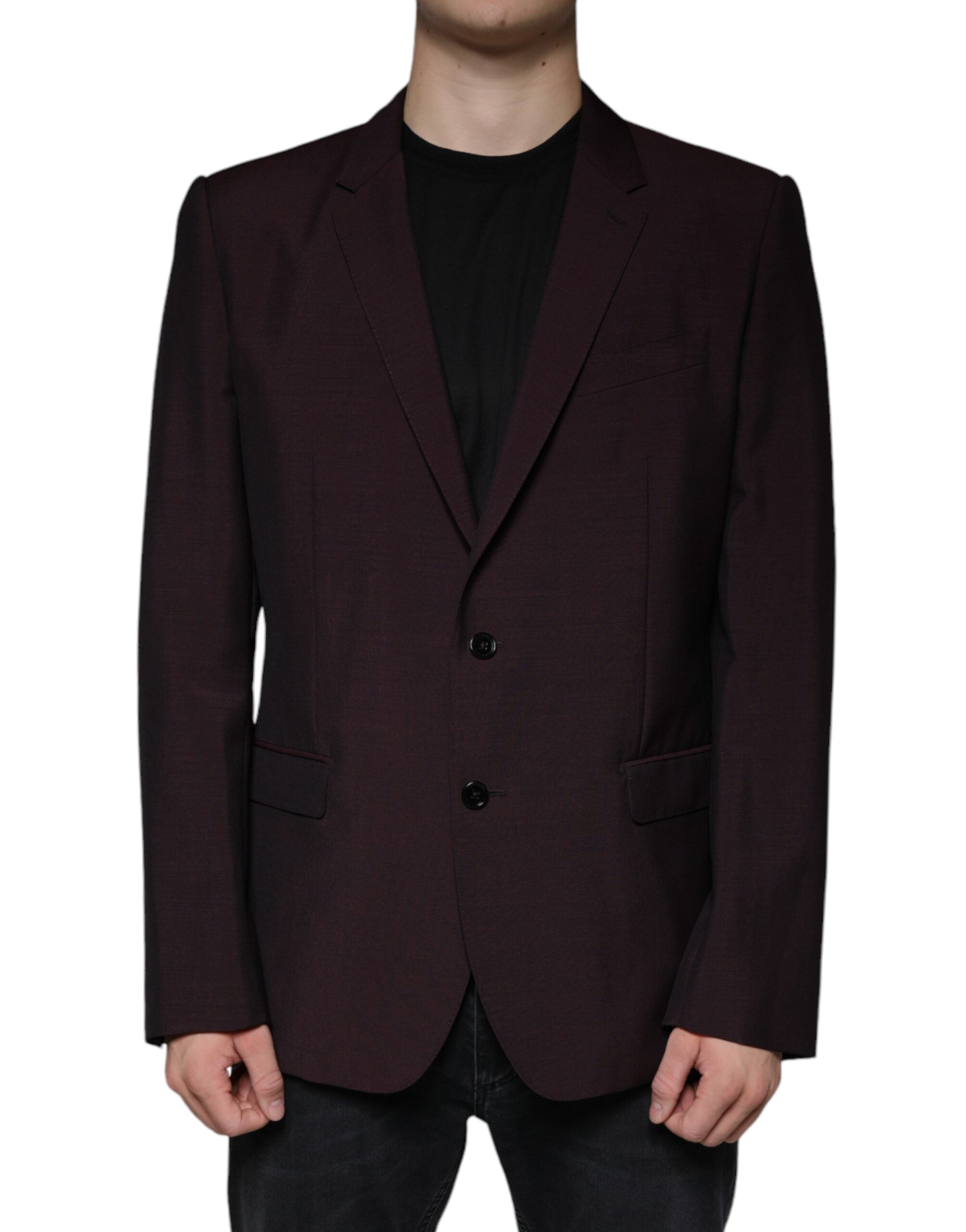 Вълнена едноредна рокля Dolce &amp; Gabbana Bordeaux Blazer